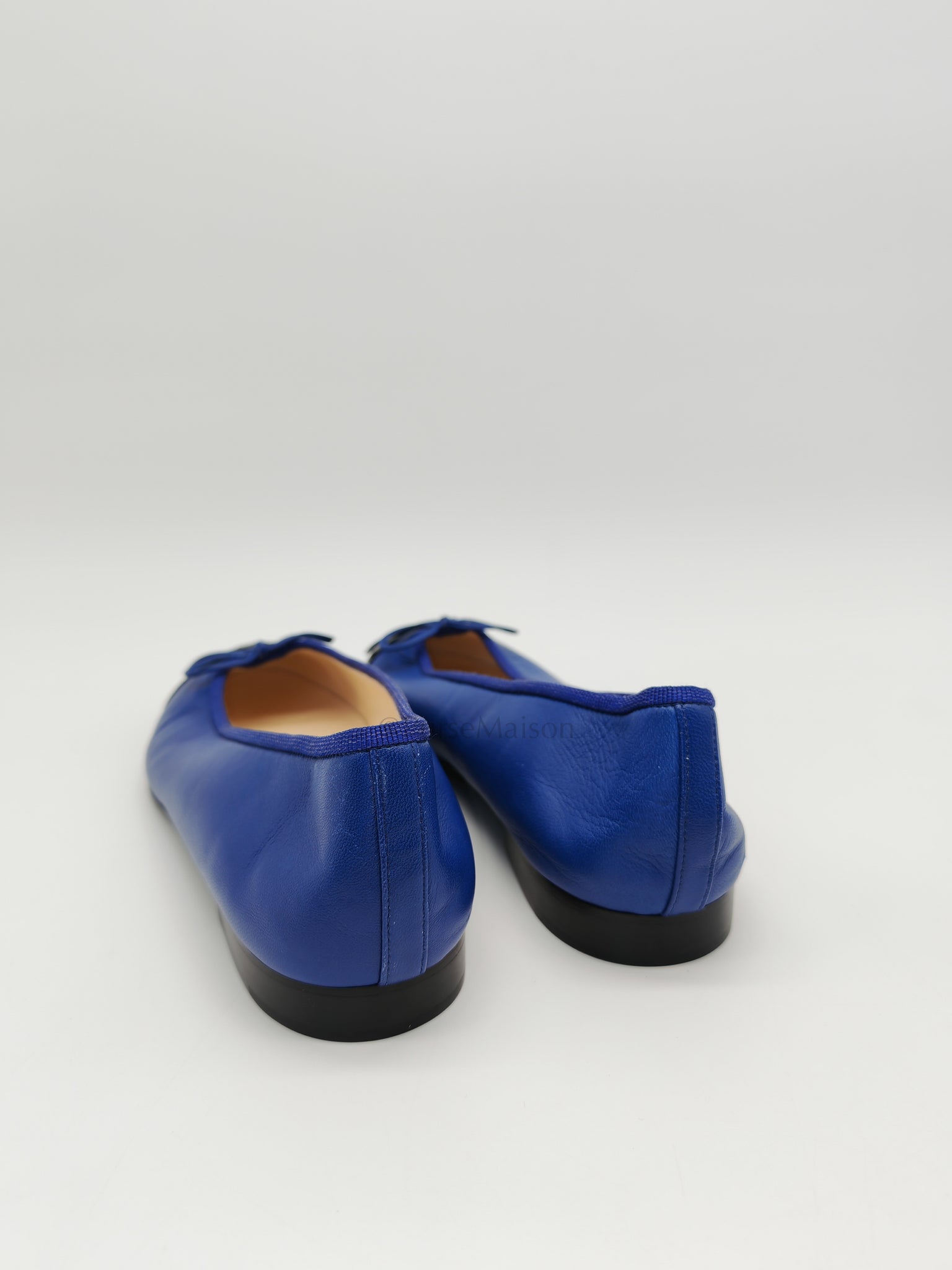 Cap Toe in Blue/Black Lambskin Leather Ballet Flats Size 37.5EU (23.5cm) | Purse Maison Luxury Bags Shop