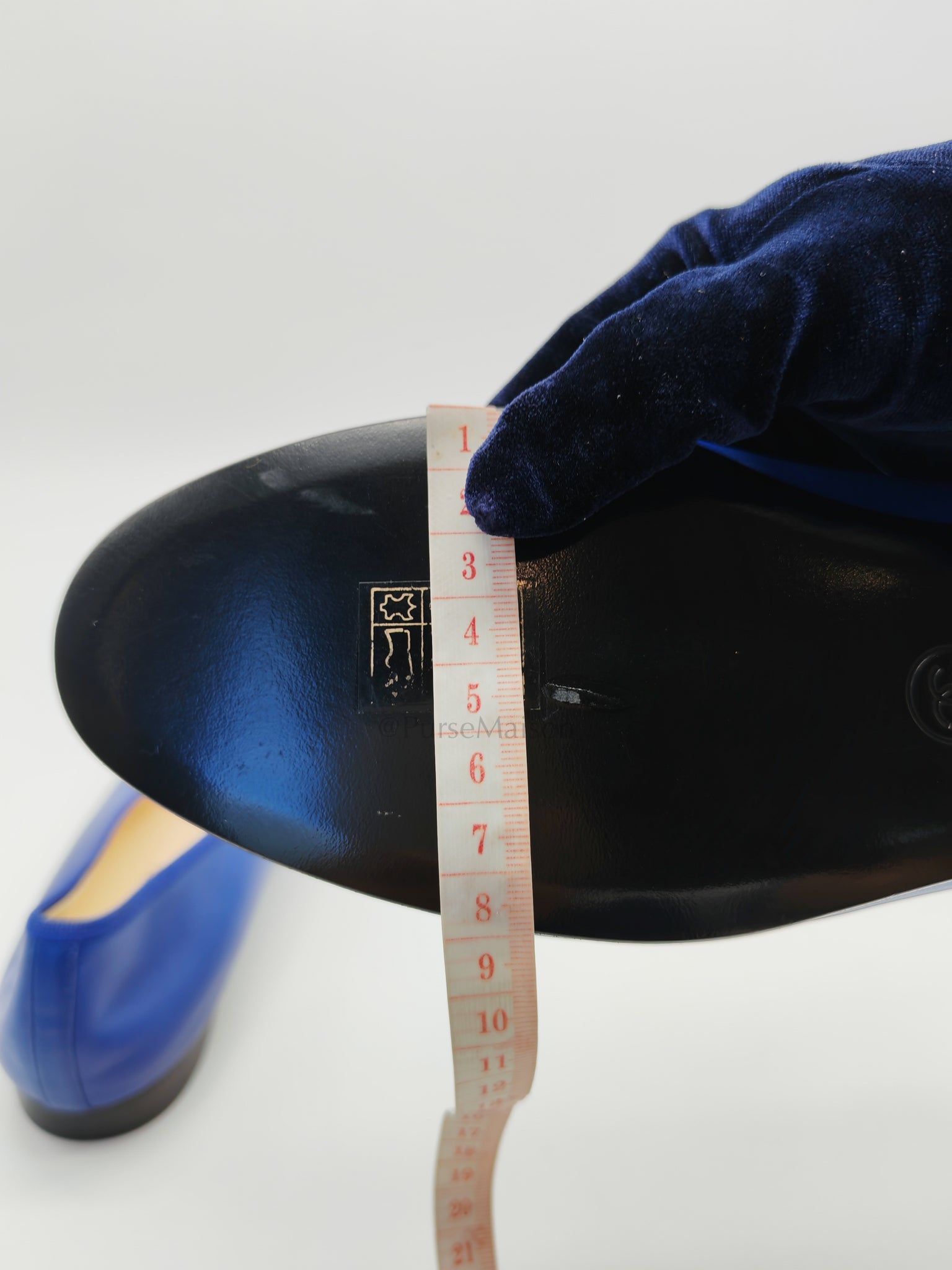 Cap Toe in Blue/Black Lambskin Leather Ballet Flats Size 37.5EU (23.5cm) | Purse Maison Luxury Bags Shop