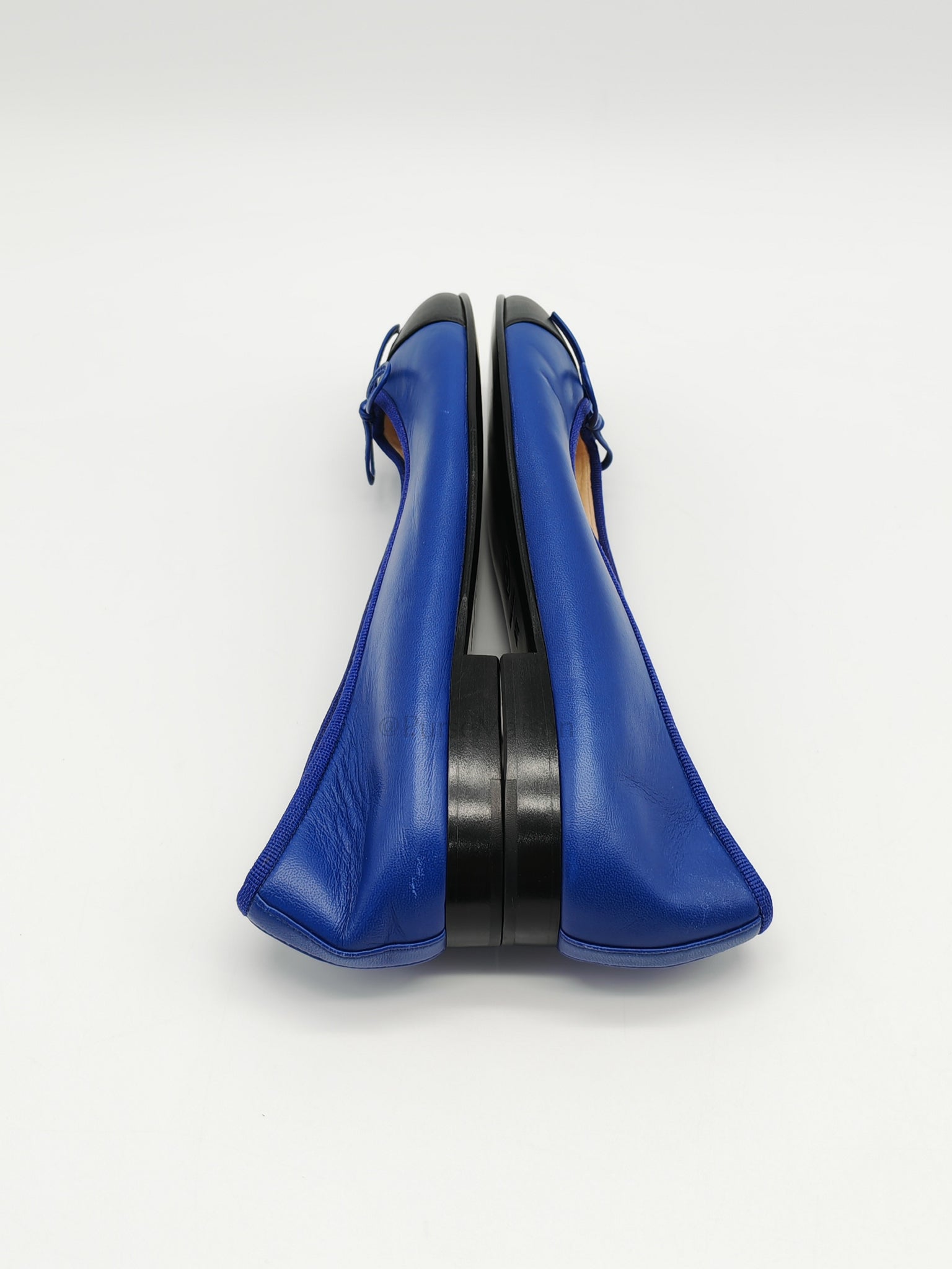 Cap Toe in Blue/Black Lambskin Leather Ballet Flats Size 37.5EU (23.5cm) | Purse Maison Luxury Bags Shop