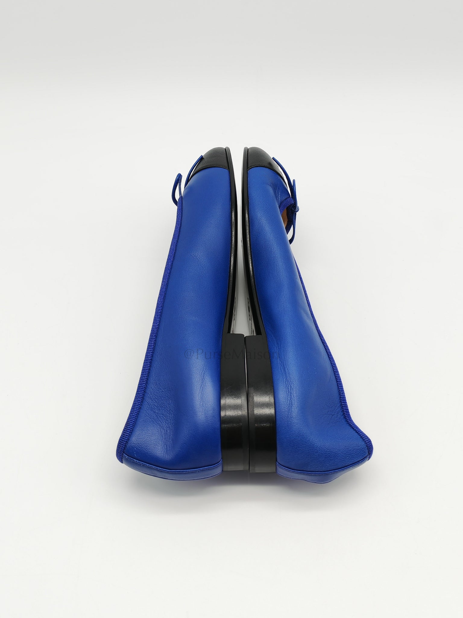 Cap Toe in Blue/Black Lambskin Leather Ballet Flats Size 37.5EU (23.5cm) | Purse Maison Luxury Bags Shop