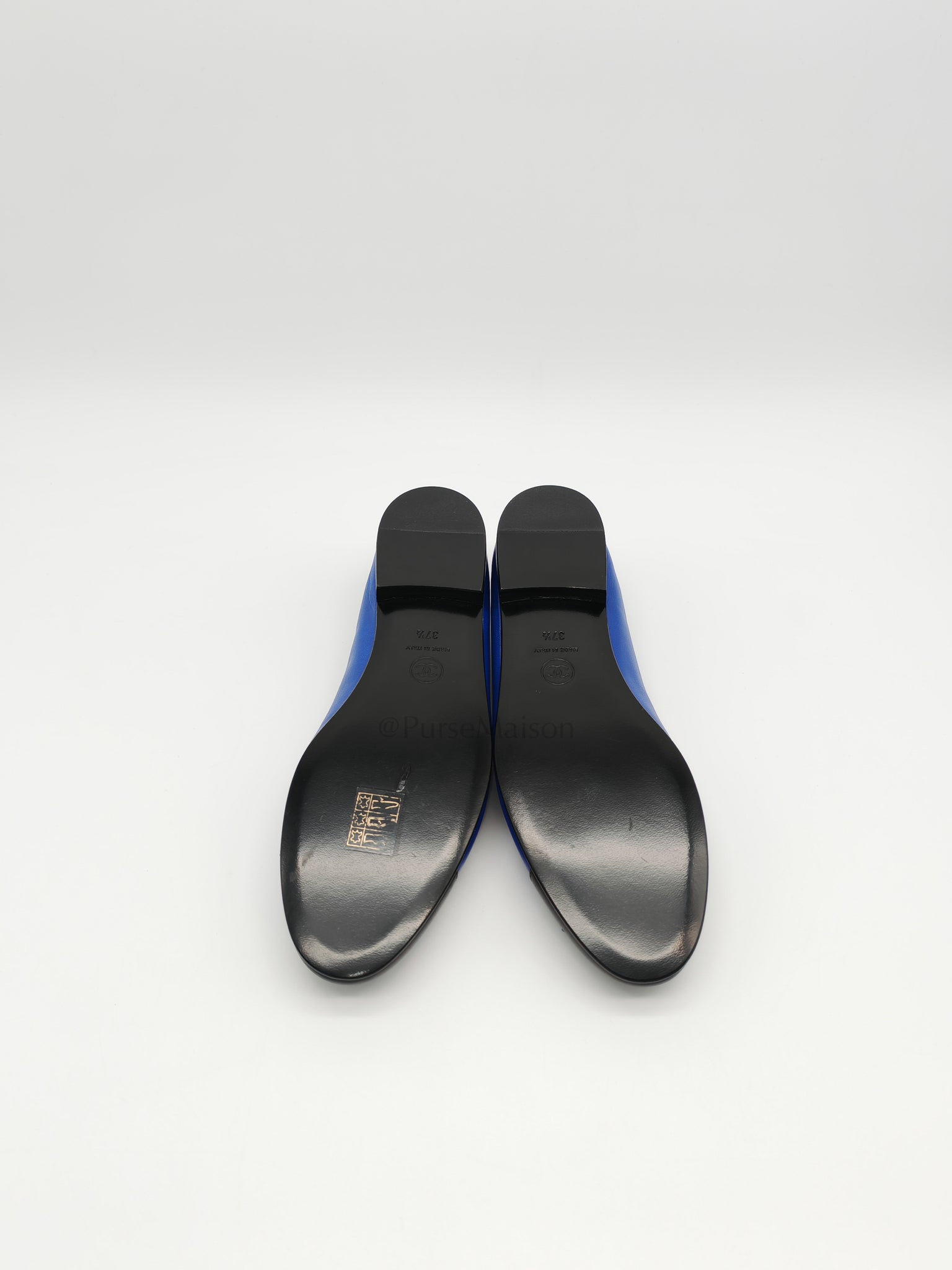 Cap Toe in Blue/Black Lambskin Leather Ballet Flats Size 37.5EU (23.5cm) | Purse Maison Luxury Bags Shop
