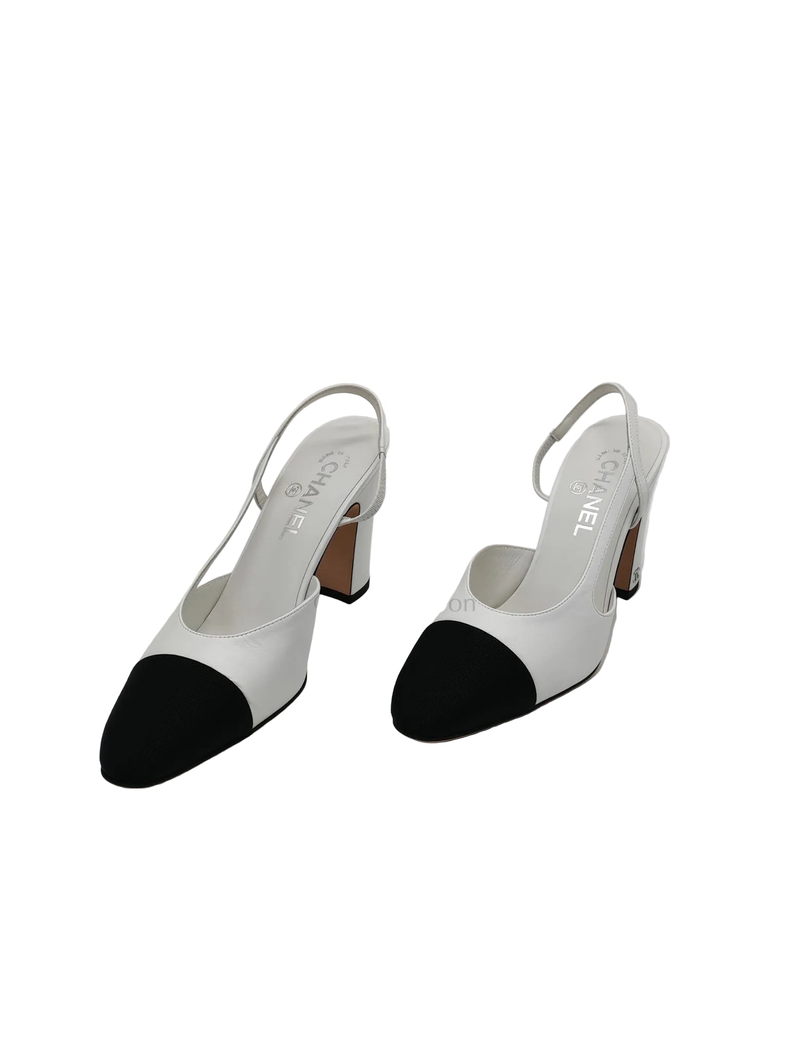Cap Toe in White/Black Slingback Sandals Size 39EU (25cm) | Purse Maison Luxury Bags Shop