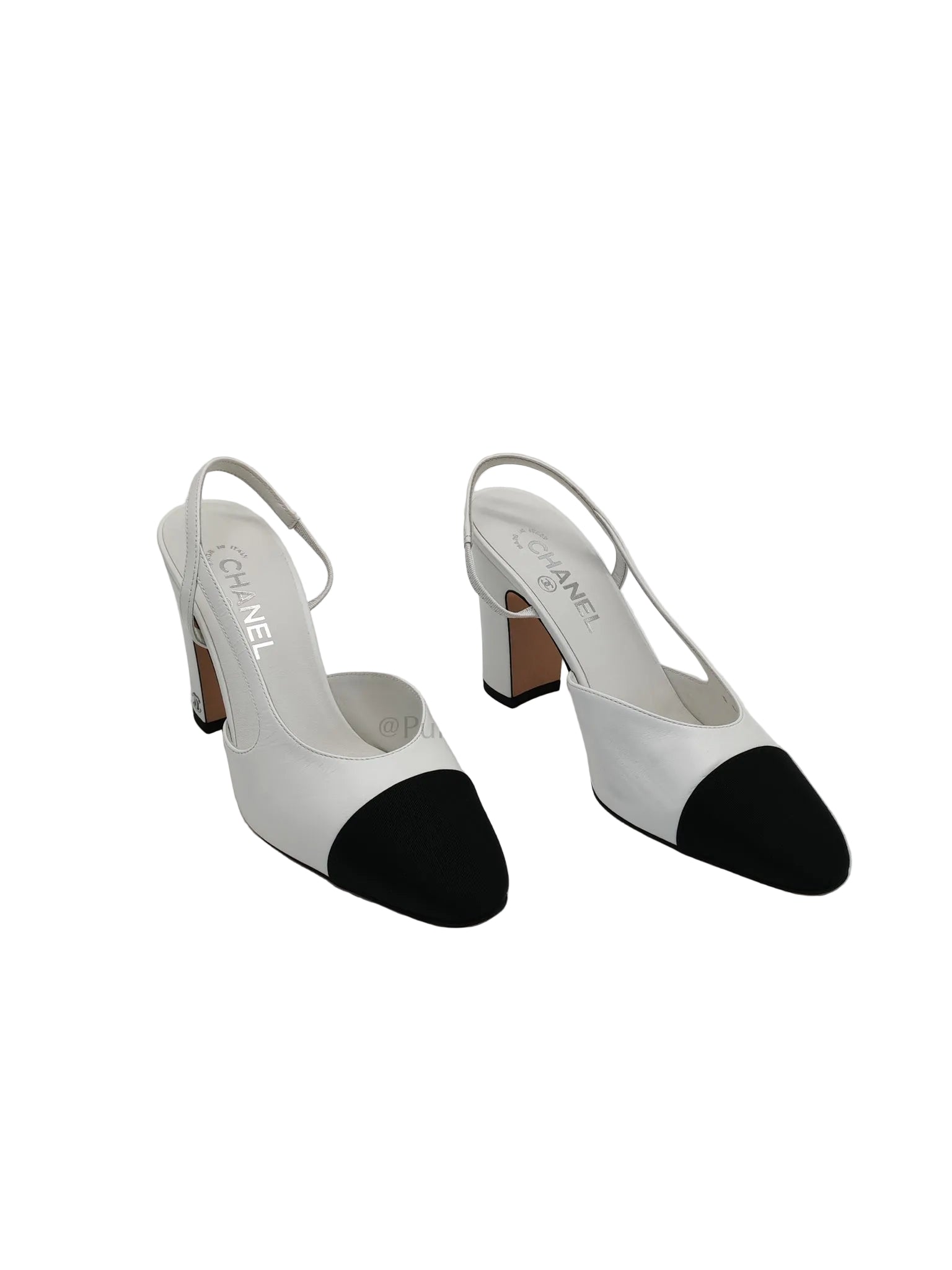 Cap Toe in White/Black Slingback Sandals Size 39EU (25cm) | Purse Maison Luxury Bags Shop