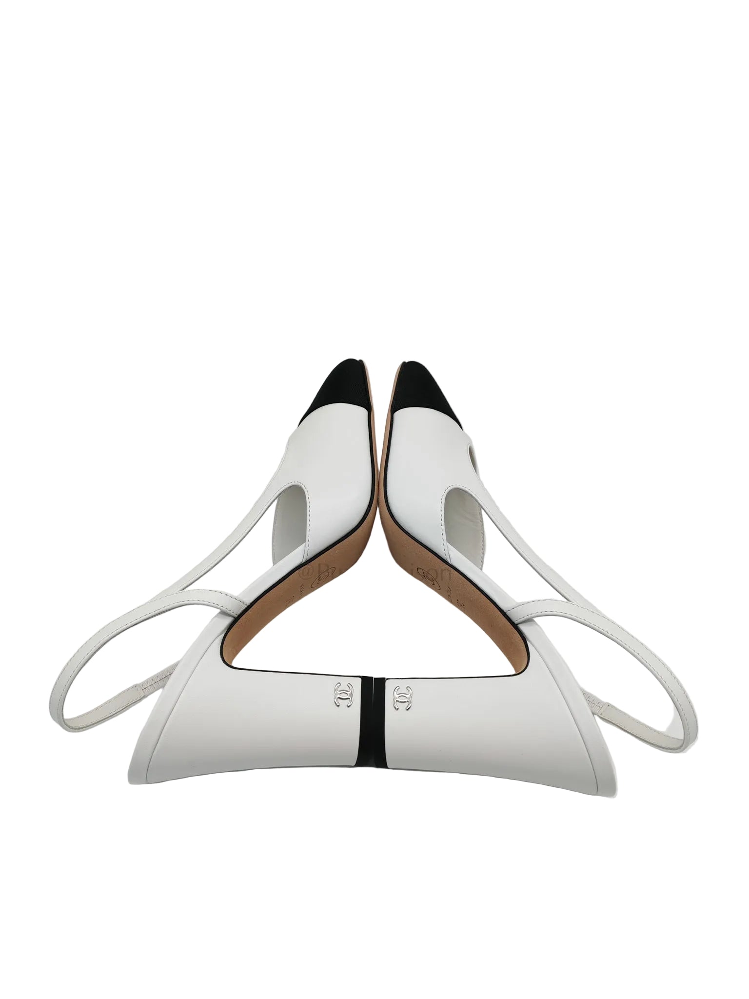 Cap Toe in White/Black Slingback Sandals Size 39EU (25cm) | Purse Maison Luxury Bags Shop