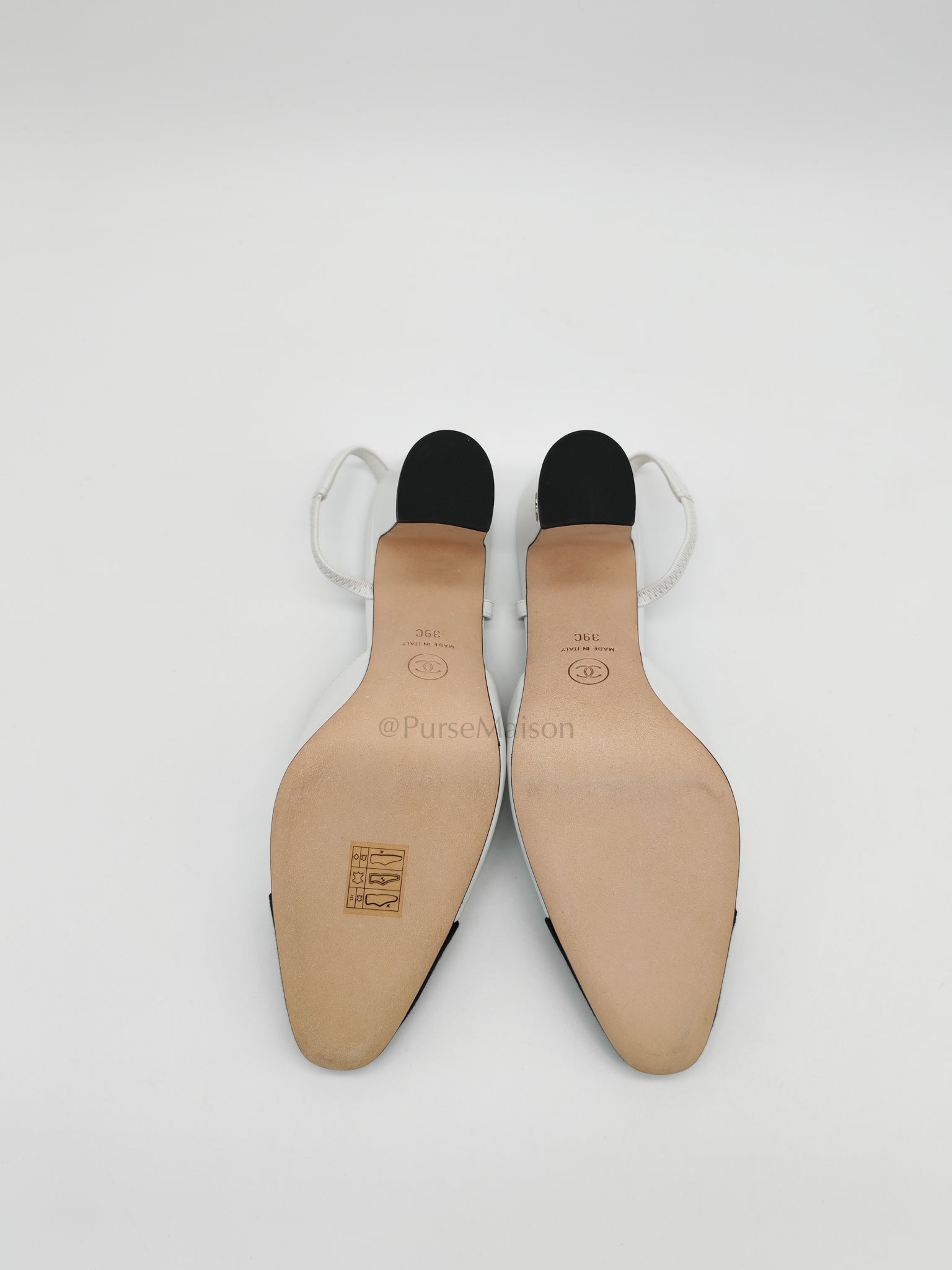 Cap Toe in White/Black Slingback Sandals Size 39EU (25cm) | Purse Maison Luxury Bags Shop