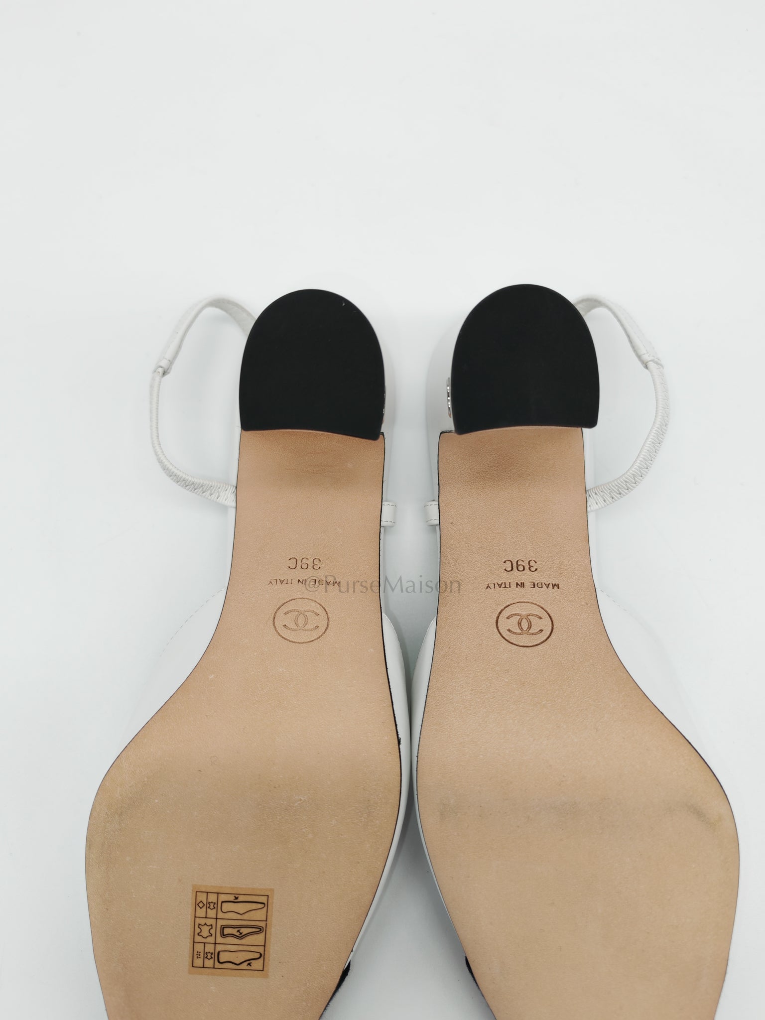 Cap Toe in White/Black Slingback Sandals Size 39EU (25cm) | Purse Maison Luxury Bags Shop
