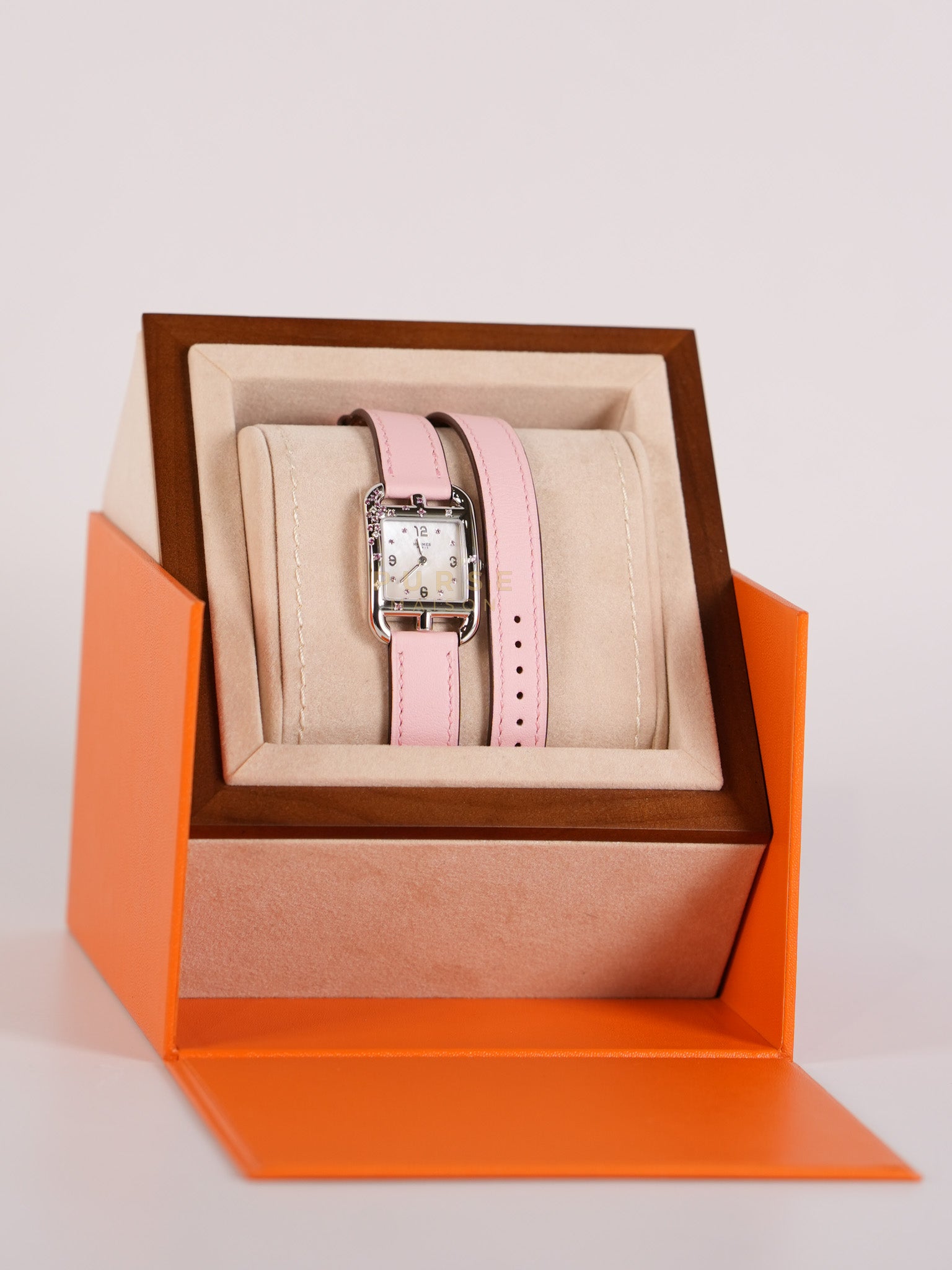 Cape Cod Mother of Pearl Dial Diamond Rose Sakura Swift Leather Strap Watch 31mm | Purse Maison Luxury Bags Shop