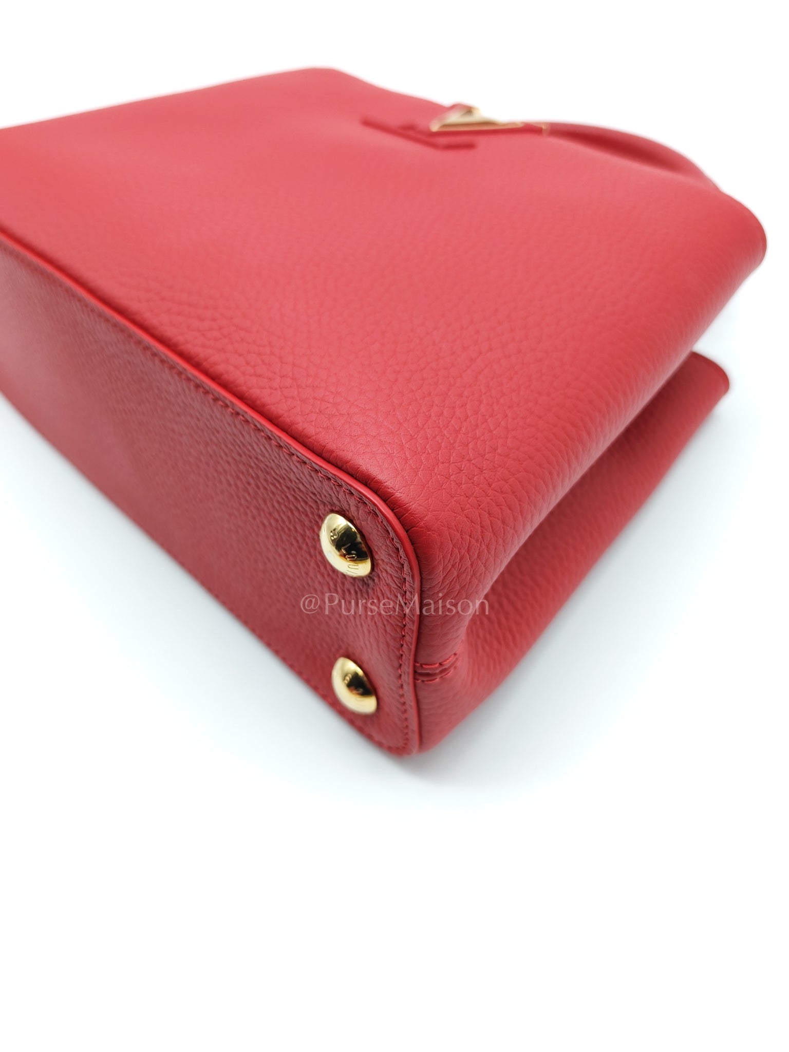 Capuccines BB in Red Taurillion Leather Two-Way Bag (Microchip) | Purse Maison Luxury Bags Shop