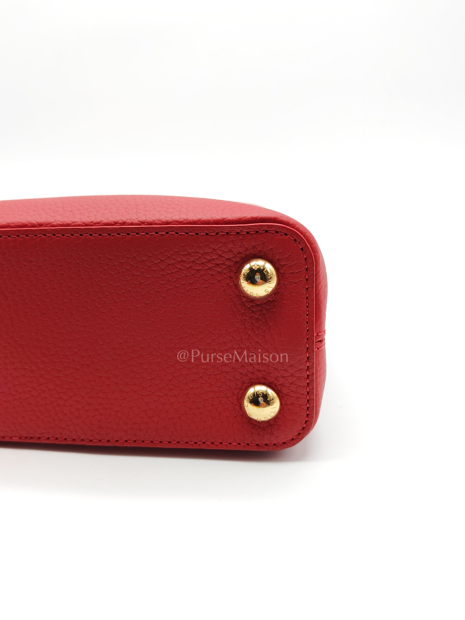 Capuccines BB in Red Taurillion Leather Two-Way Bag (Microchip) | Purse Maison Luxury Bags Shop