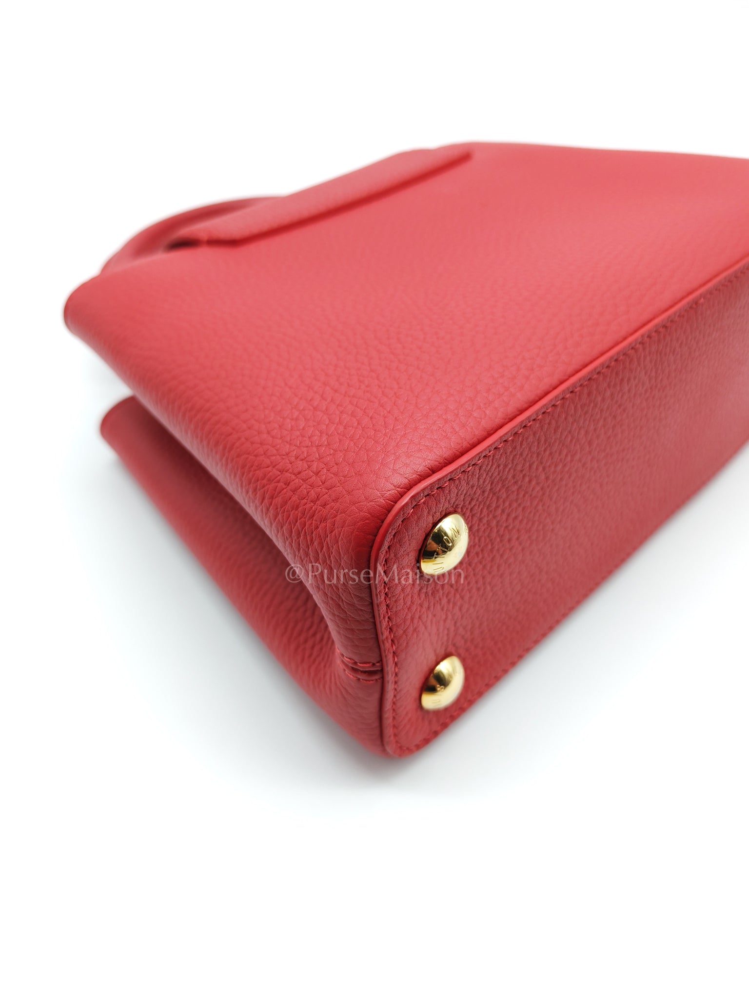 Capuccines BB in Red Taurillion Leather Two-Way Bag (Microchip) | Purse Maison Luxury Bags Shop
