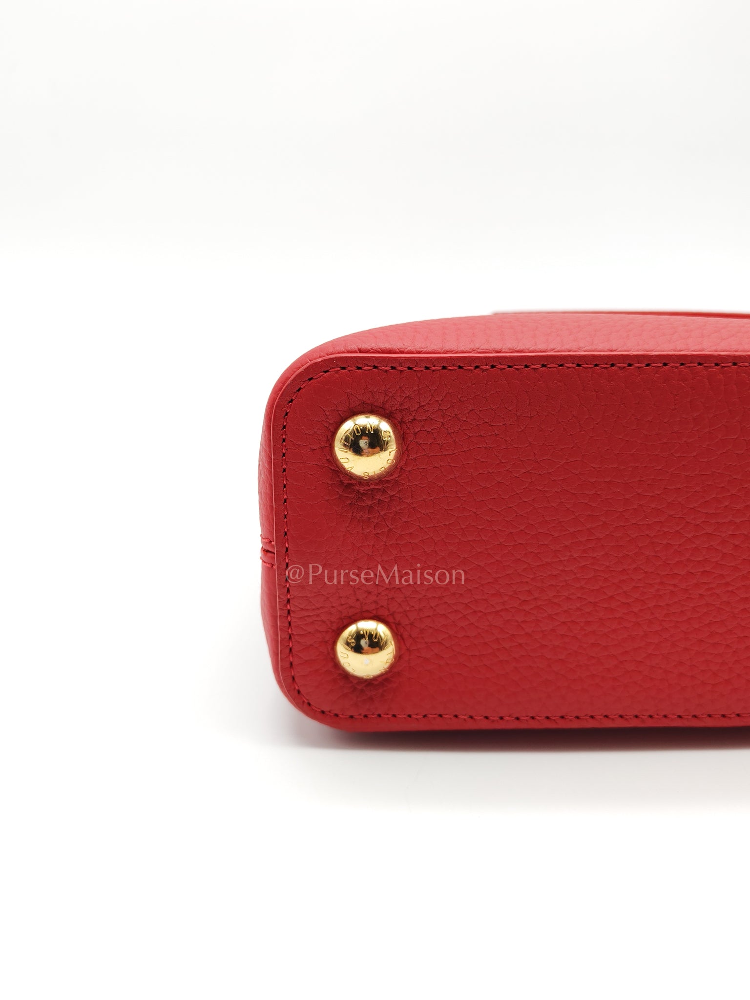 Capuccines BB in Red Taurillion Leather Two-Way Bag (Microchip) | Purse Maison Luxury Bags Shop