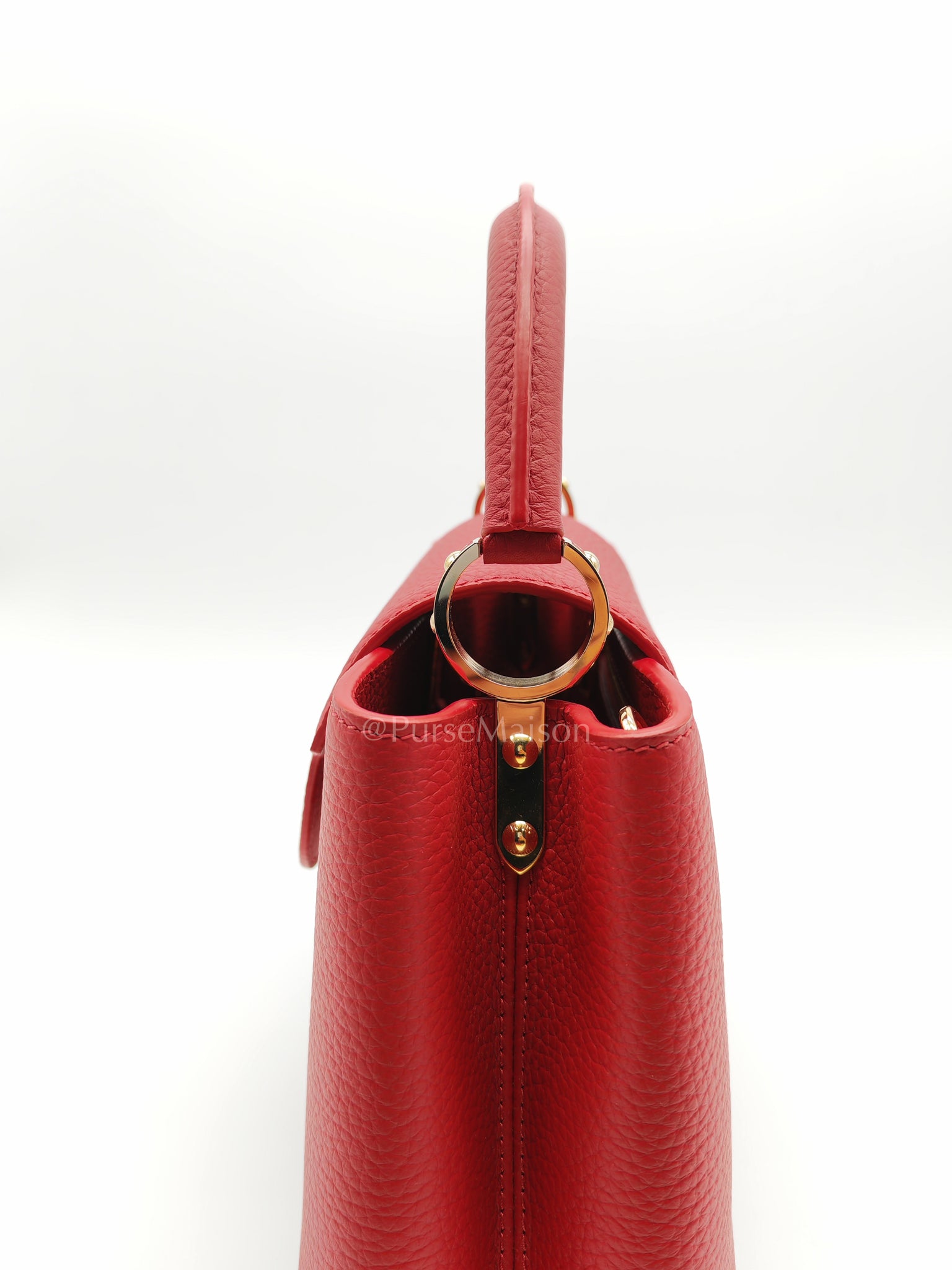 Capuccines BB in Red Taurillion Leather Two-Way Bag (Microchip) | Purse Maison Luxury Bags Shop