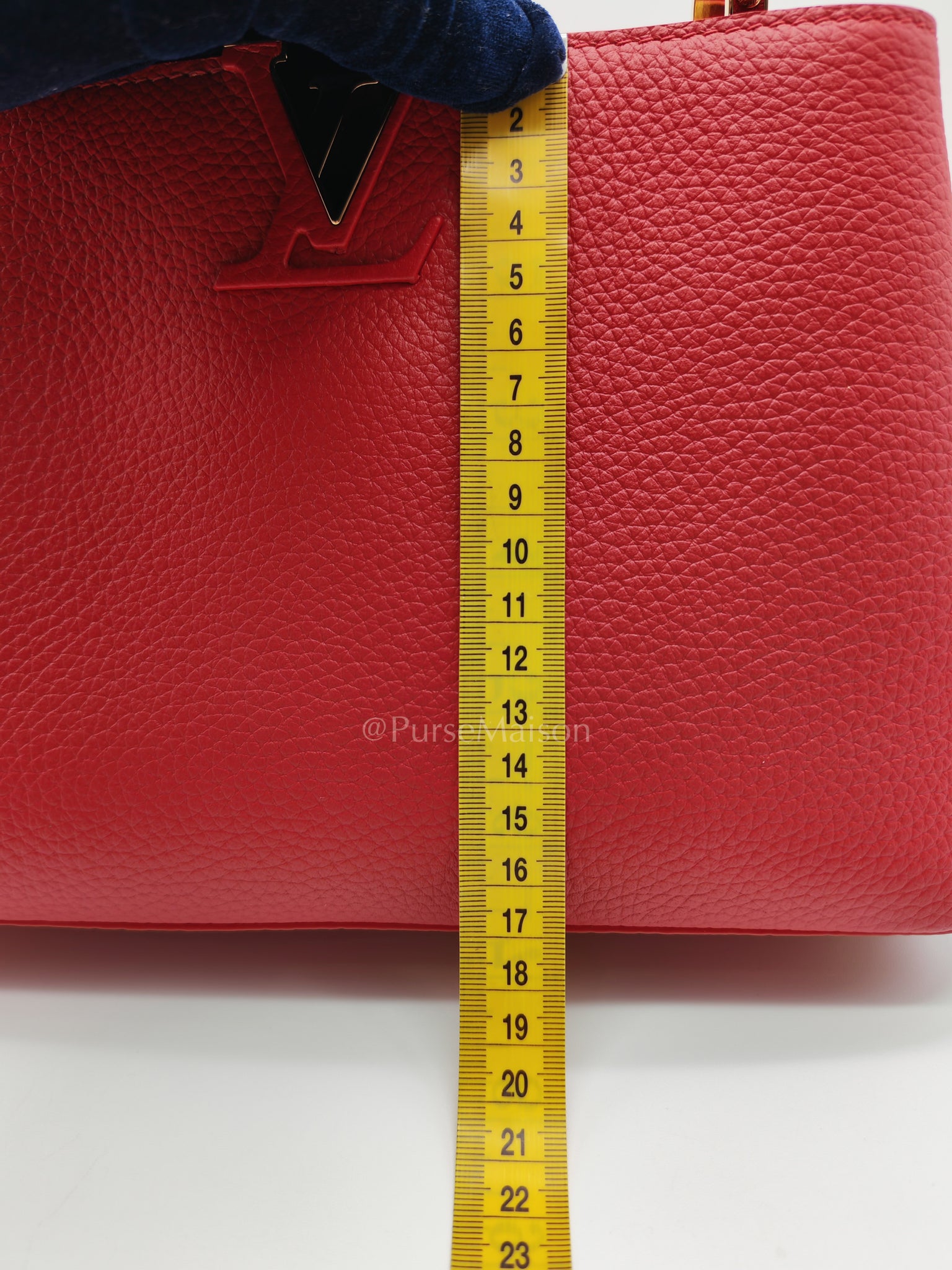 Capuccines BB in Red Taurillion Leather Two-Way Bag (Microchip) | Purse Maison Luxury Bags Shop