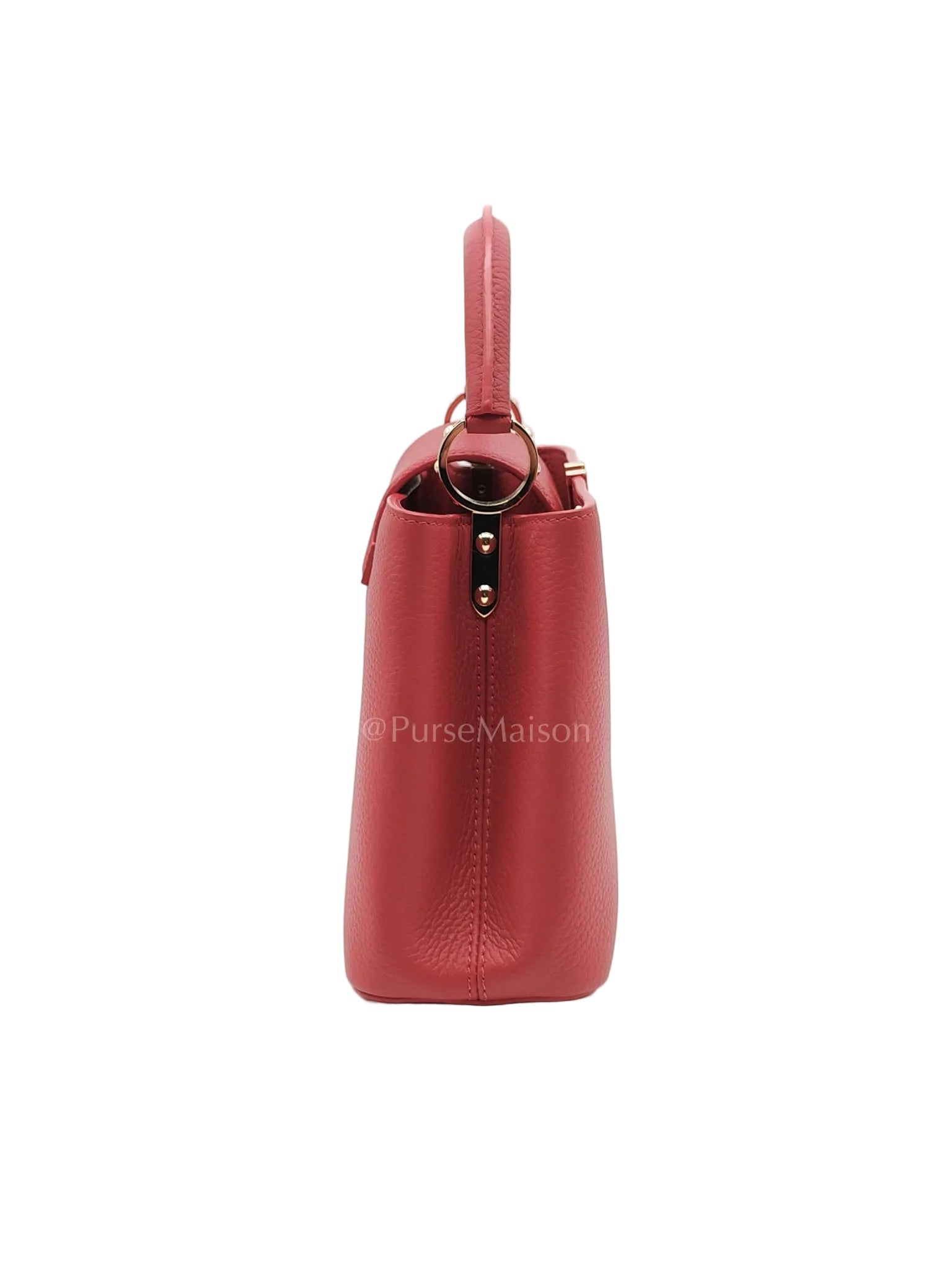 Capuccines BB in Red Taurillion Leather Two-Way Bag (Microchip) | Purse Maison Luxury Bags Shop