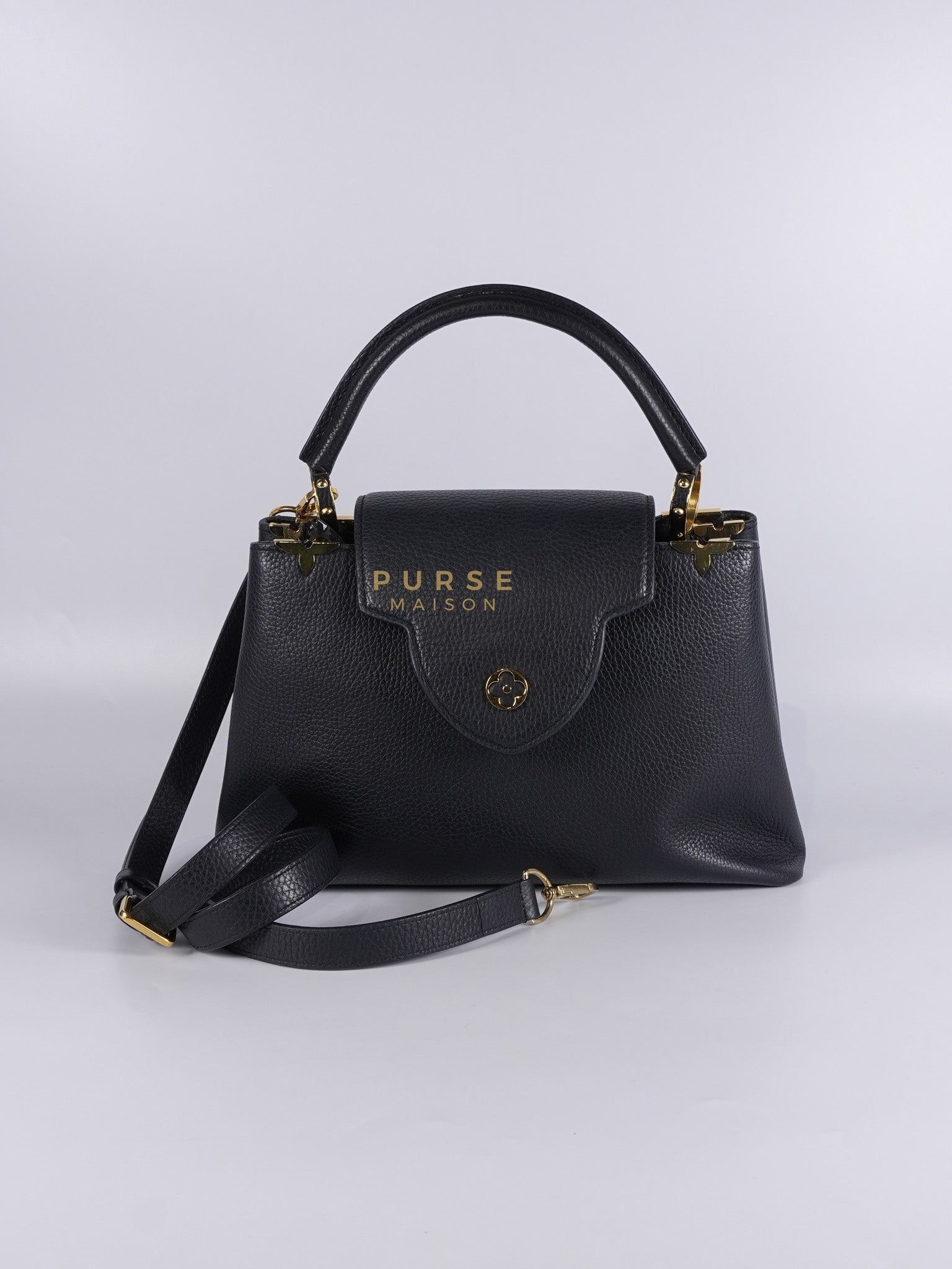 Capuccines PM Black Taurillon Leather and Gold Hardware | Purse Maison Luxury Bags Shop