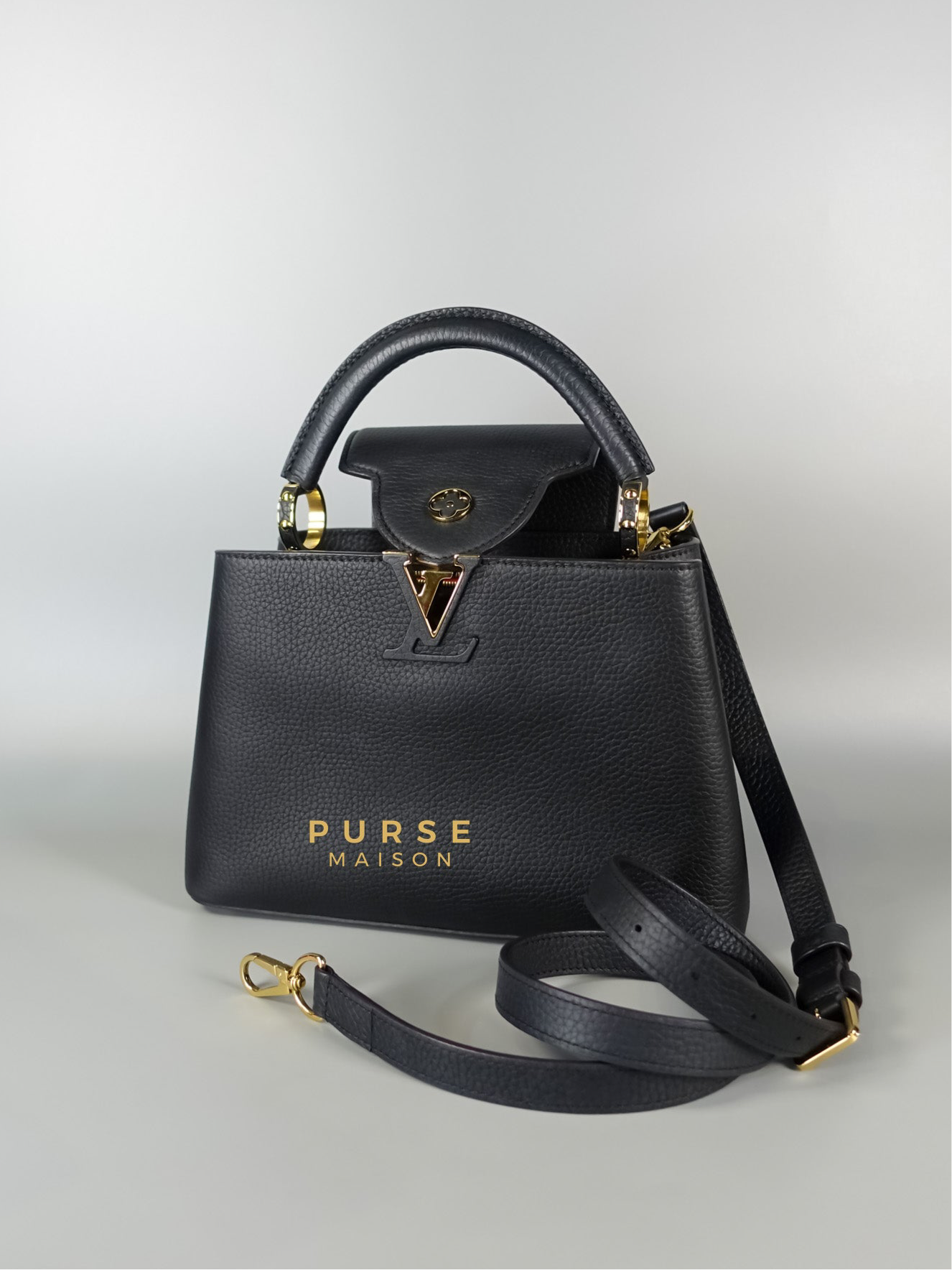 Capucines BB Black Taurillon Leather | Purse Maison Luxury Bags Shop