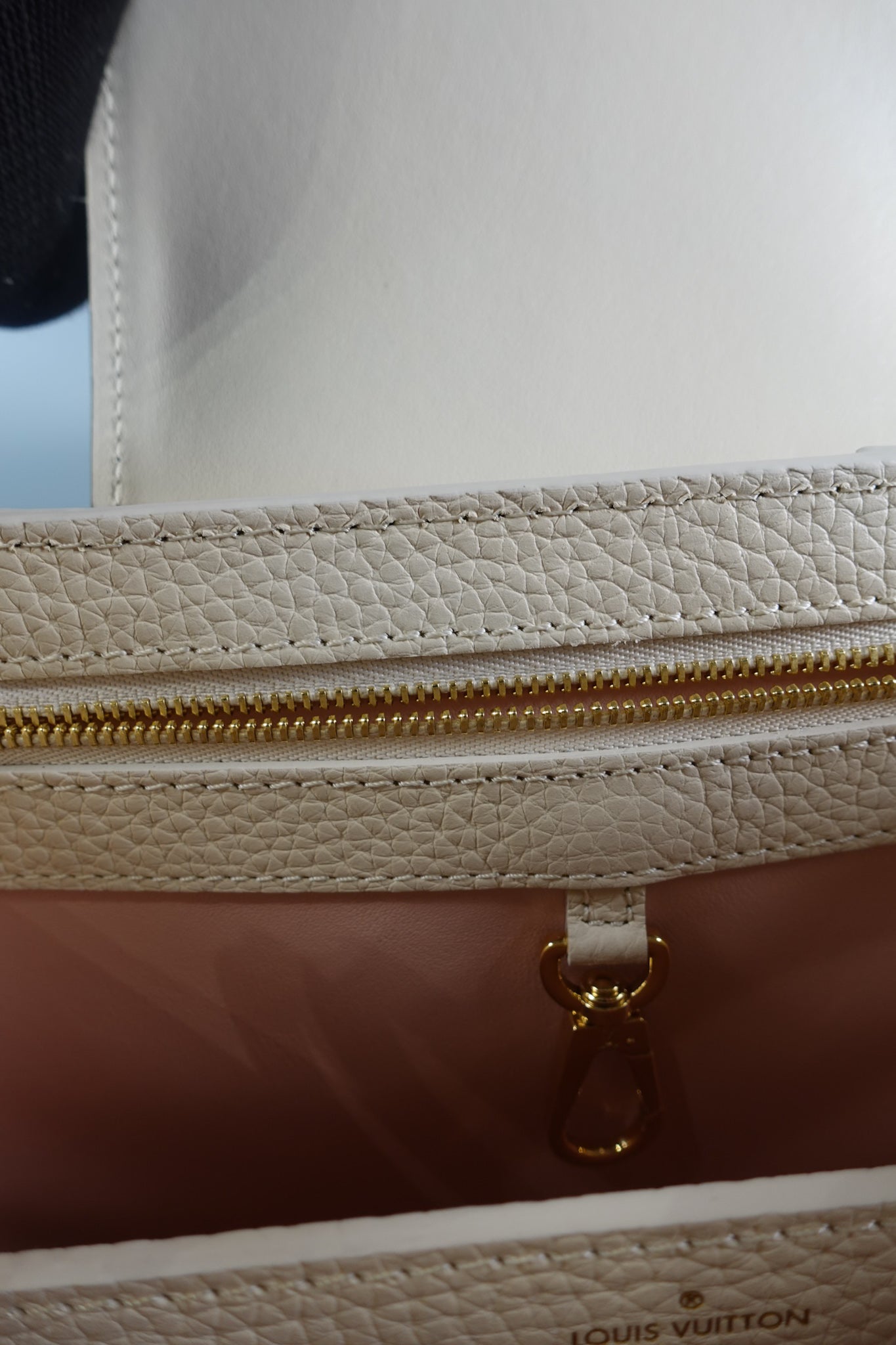 Capucines BB Gelato Vanilla Tonal Taurillon Leather (Microchip) | Purse Maison Luxury Bags Shop