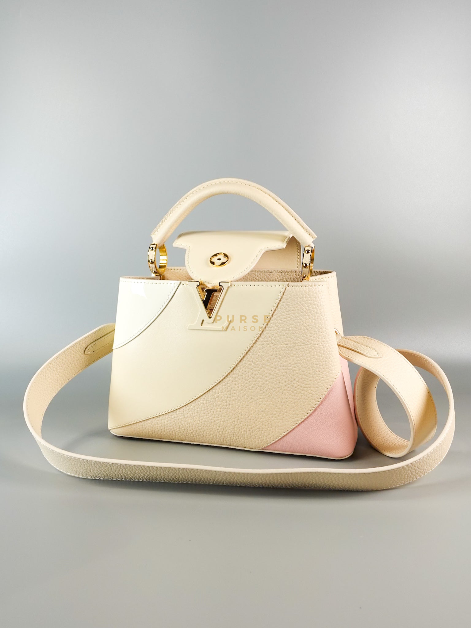 Capucines BB Gelato Vanilla Tonal Taurillon Leather (Microchip) | Purse Maison Luxury Bags Shop