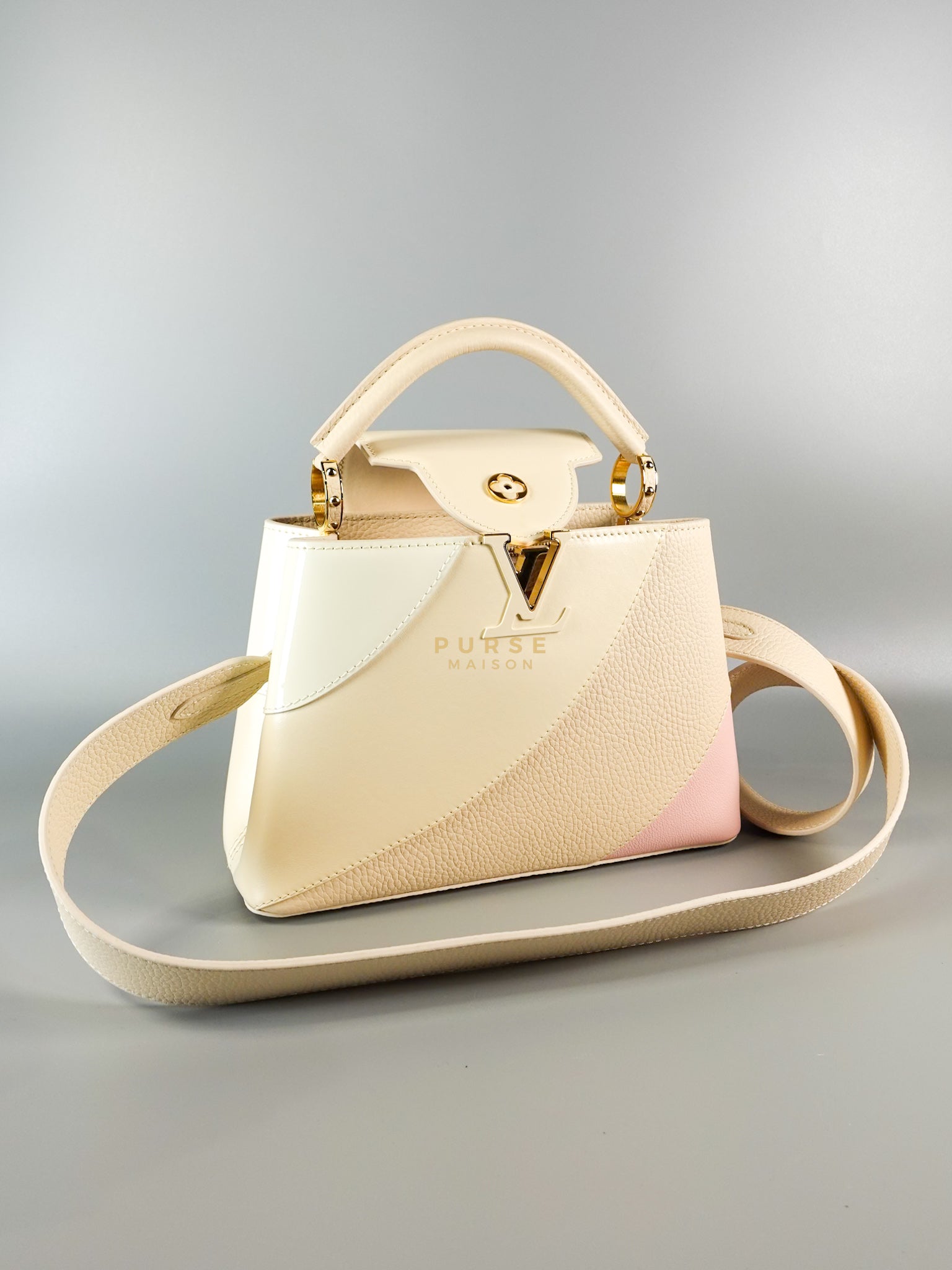 Capucines BB Gelato Vanilla Tonal Taurillon Leather (Microchip) | Purse Maison Luxury Bags Shop