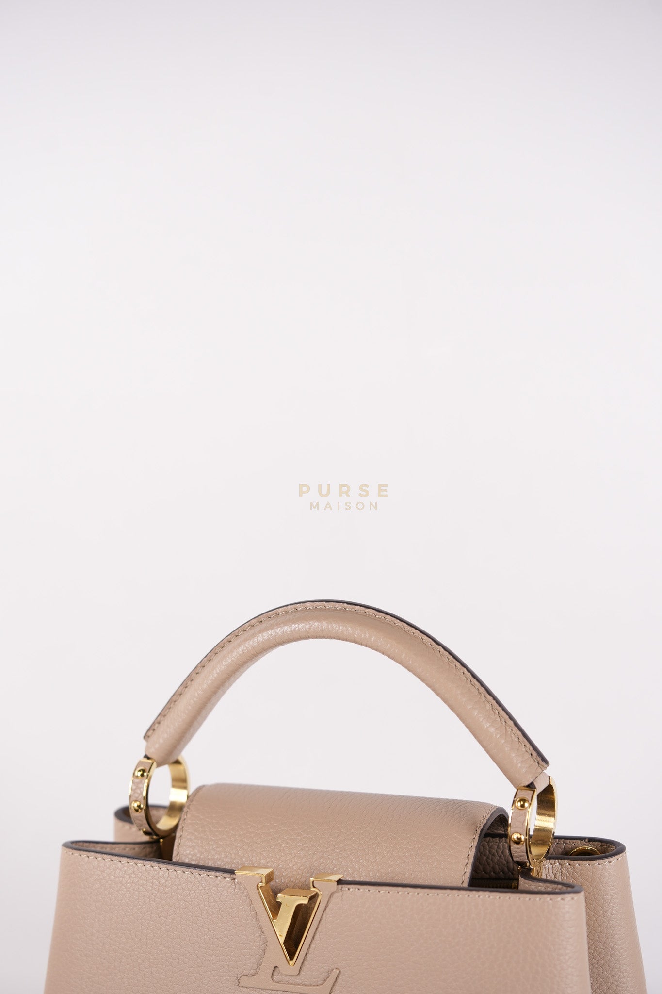 Capucines BB in Galet Taurillon Calfskin Leather (Microchip) | Purse Maison Luxury Bags Shop