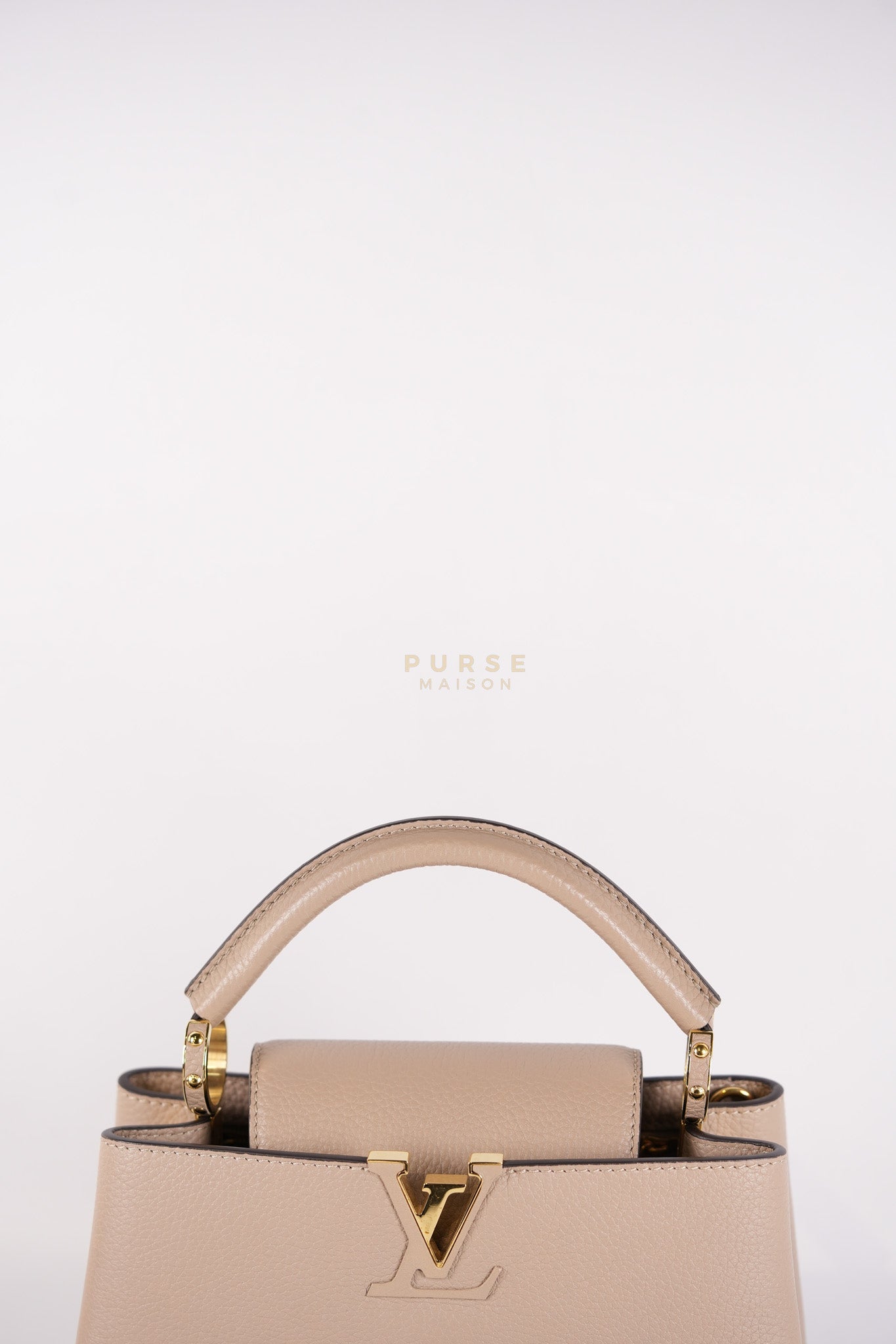 Capucines BB in Galet Taurillon Calfskin Leather (Microchip) | Purse Maison Luxury Bags Shop