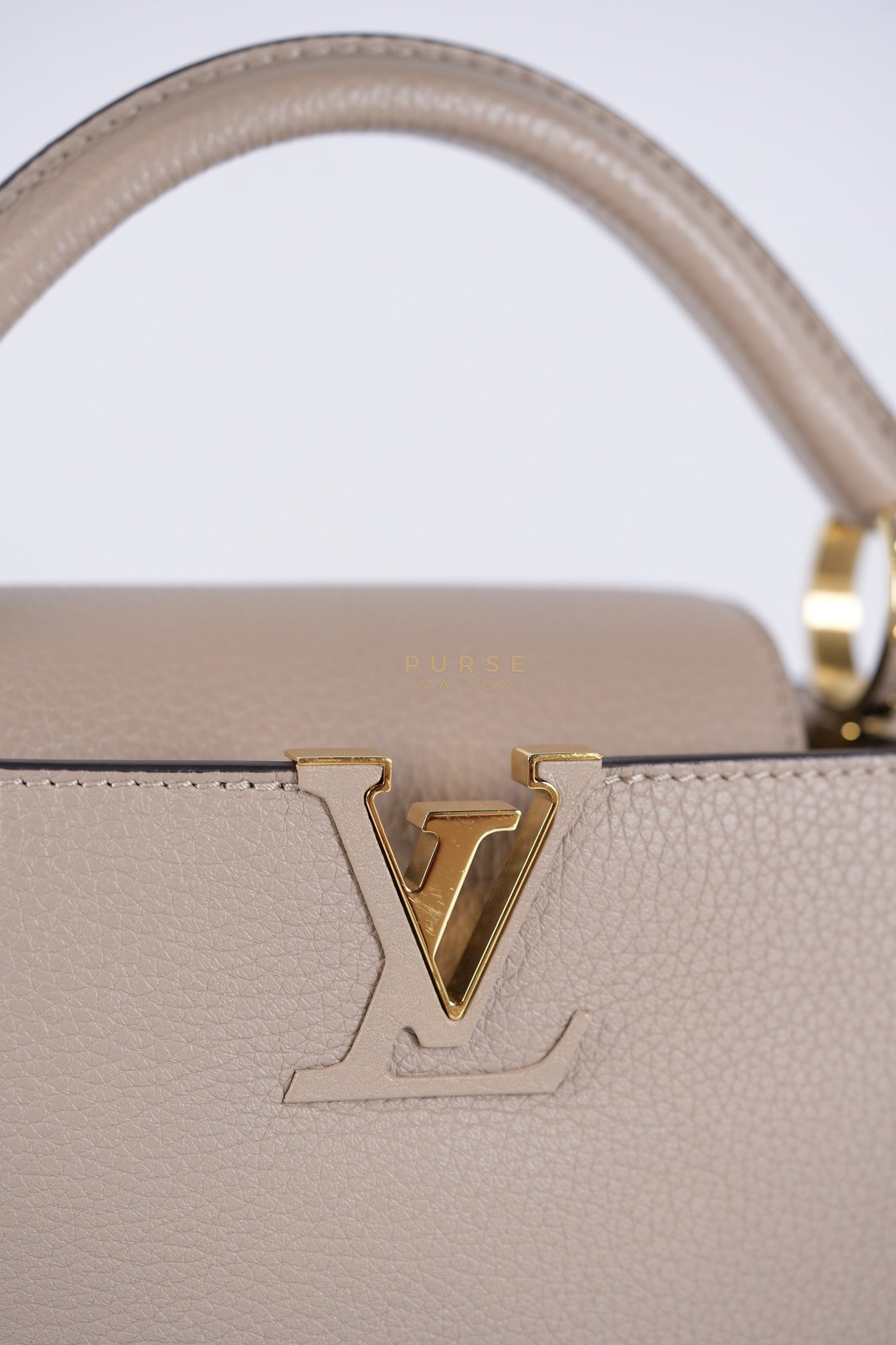 Capucines BB in Galet Taurillon Calfskin Leather (Microchip) | Purse Maison Luxury Bags Shop