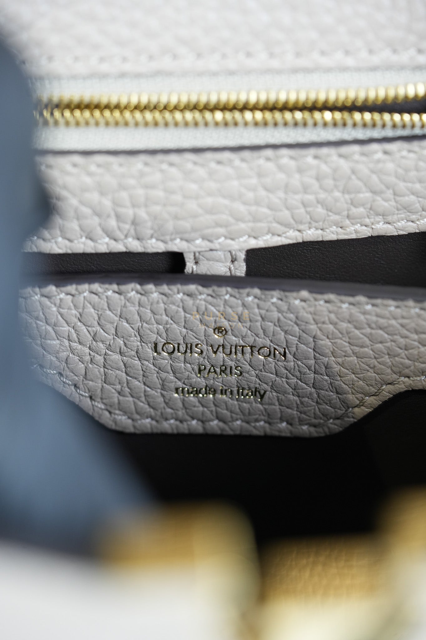 Capucines BB in Galet Taurillon Calfskin Leather (Microchip) | Purse Maison Luxury Bags Shop
