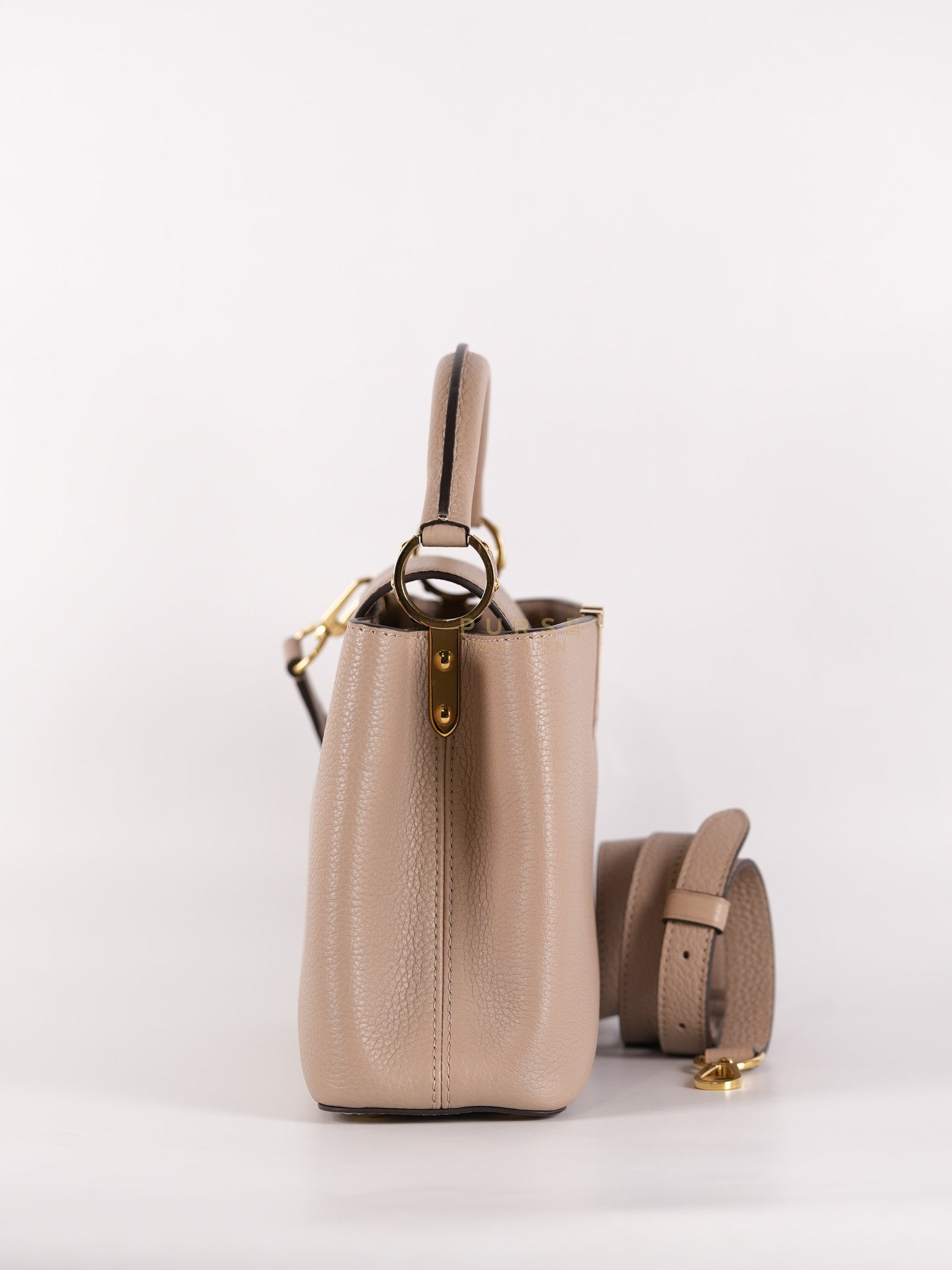 Capucines BB in Galet Taurillon Calfskin Leather (Microchip) | Purse Maison Luxury Bags Shop
