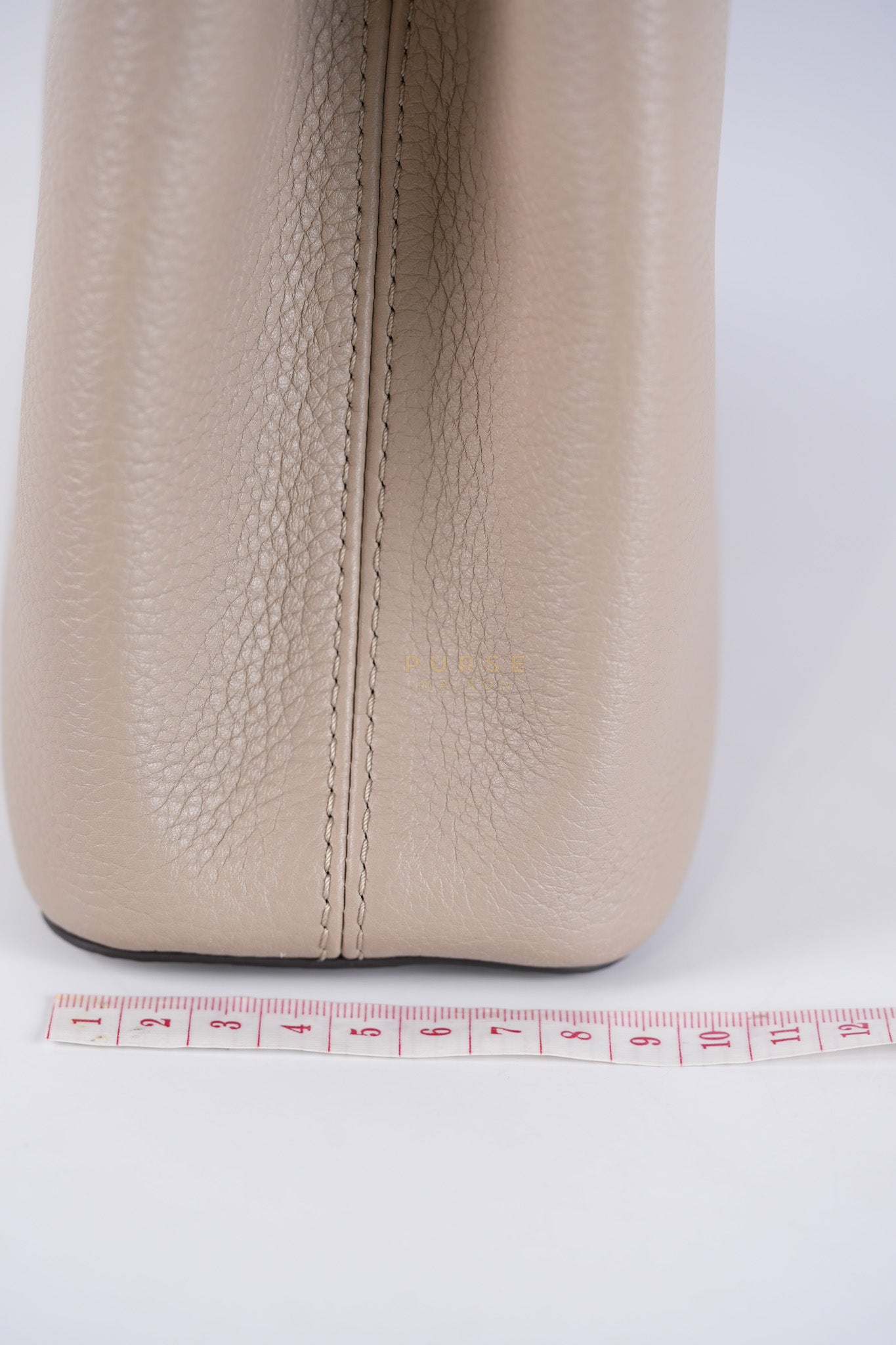 Capucines BB in Galet/Himalayan Top Handle Taurillon Leather | Purse Maison Luxury Bags Shop