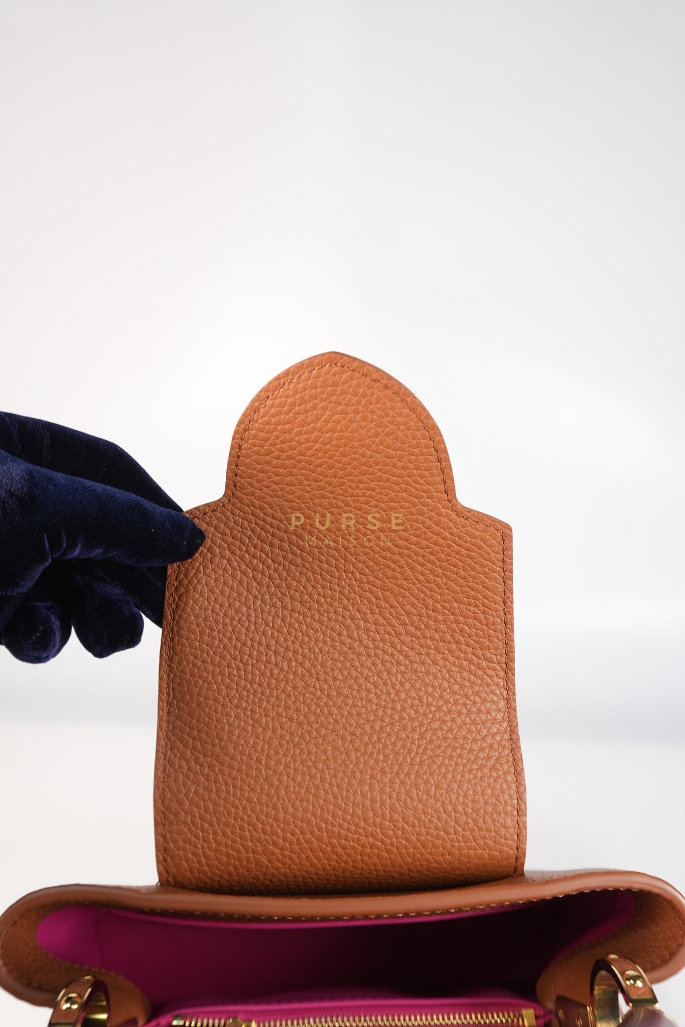 Capucines BB Tri-color Taurillon Calfskin Leather (Microchip) | Purse Maison Luxury Bags Shop