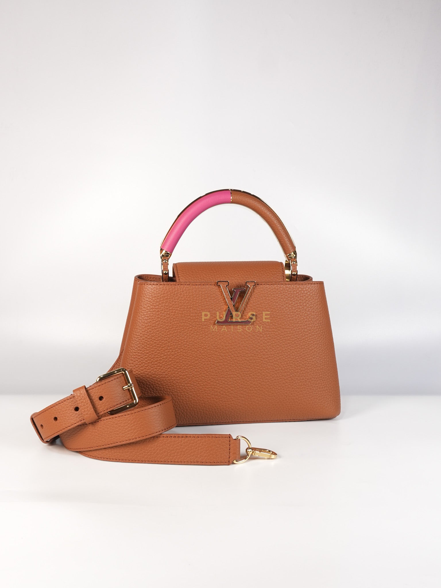 Capucines BB Tri-color Taurillon Calfskin Leather (Microchip) | Purse Maison Luxury Bags Shop