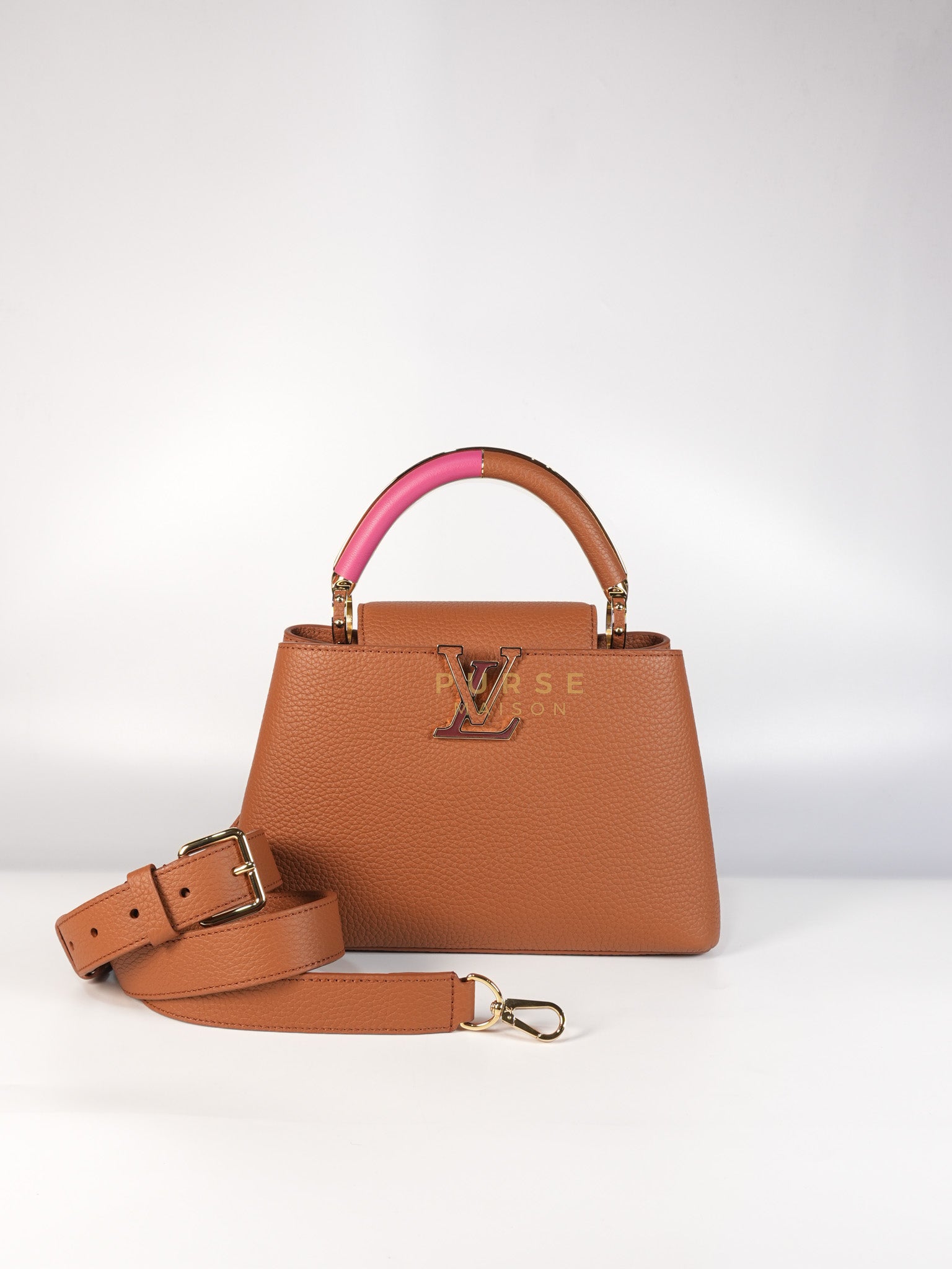 Capucines BB Tri-color Taurillon Calfskin Leather (Microchip) | Purse Maison Luxury Bags Shop