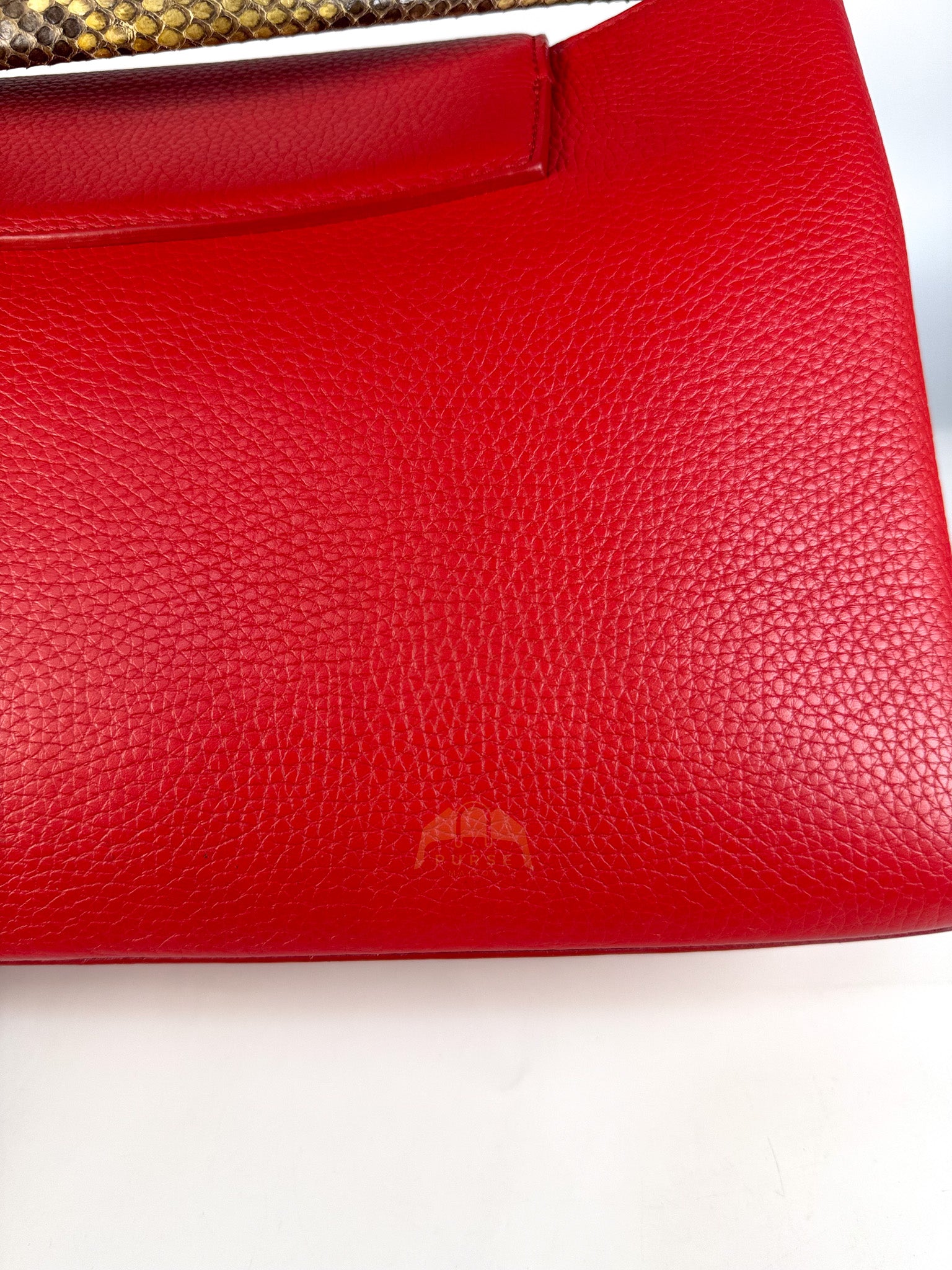 Capucines GM Red Python Handle Taurillon Clemence Leather Handbag (Date Code: MI1185) | Purse Maison Luxury Bags Shop
