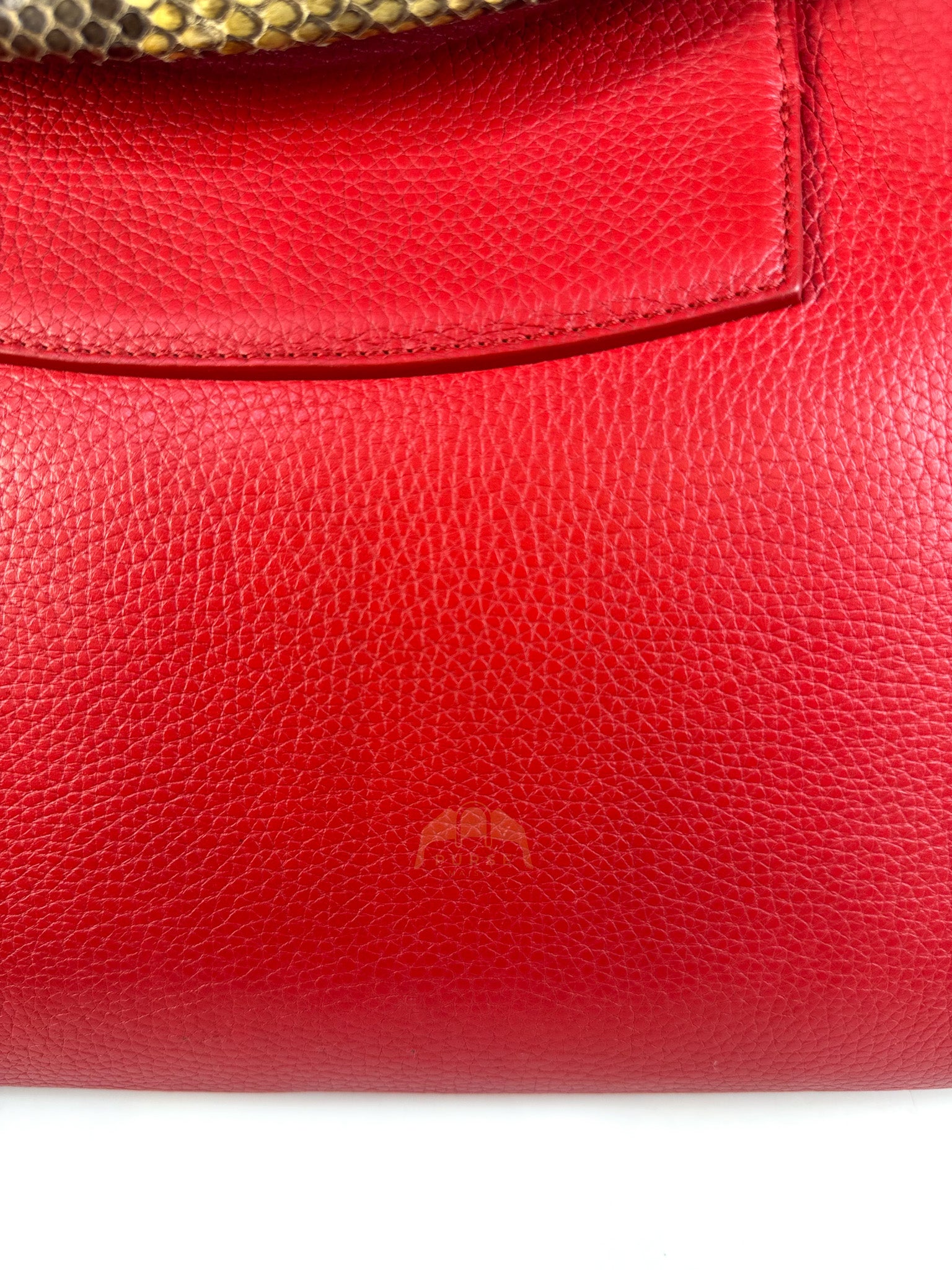 Capucines GM Red Python Handle Taurillon Clemence Leather Handbag (Date Code: MI1185) | Purse Maison Luxury Bags Shop