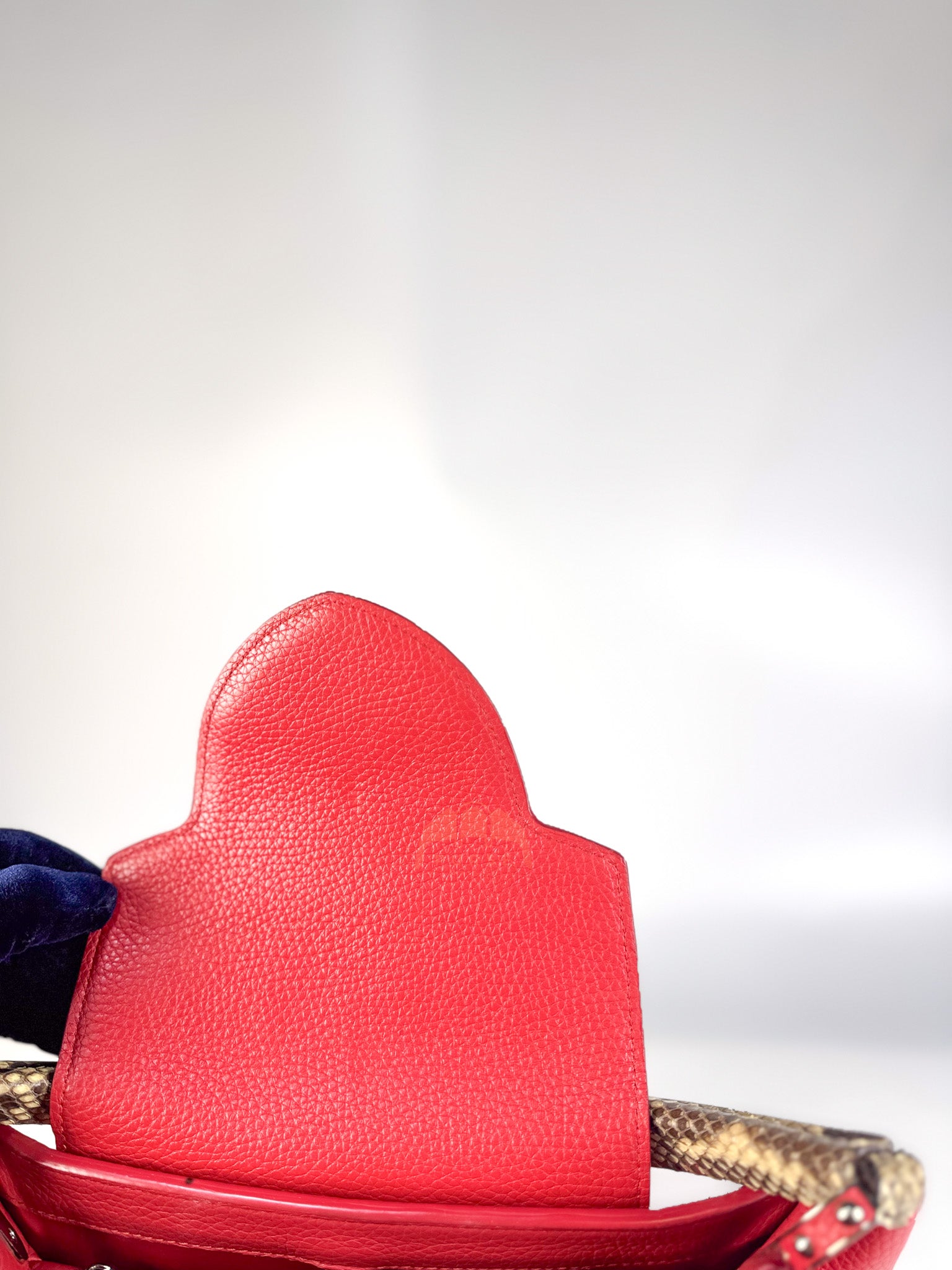 Capucines GM Red Python Handle Taurillon Clemence Leather Handbag (Date Code: MI1185) | Purse Maison Luxury Bags Shop