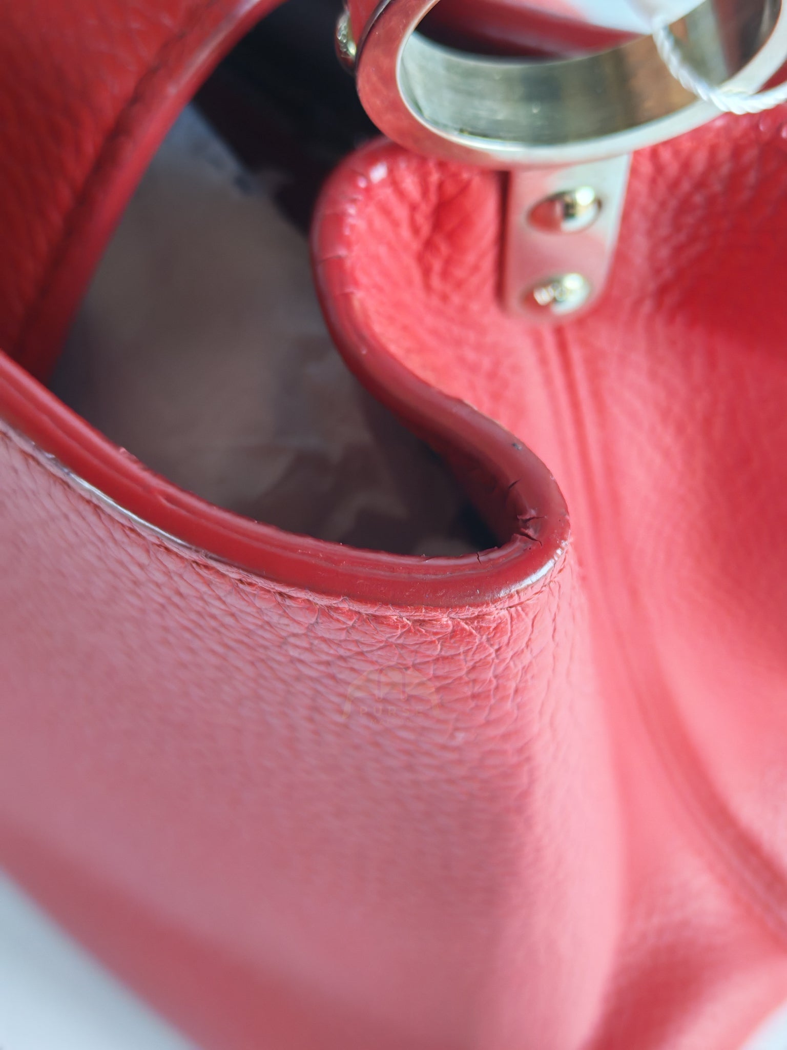 Capucines GM Red Python Handle Taurillon Clemence Leather Handbag (Date Code: MI1185) | Purse Maison Luxury Bags Shop