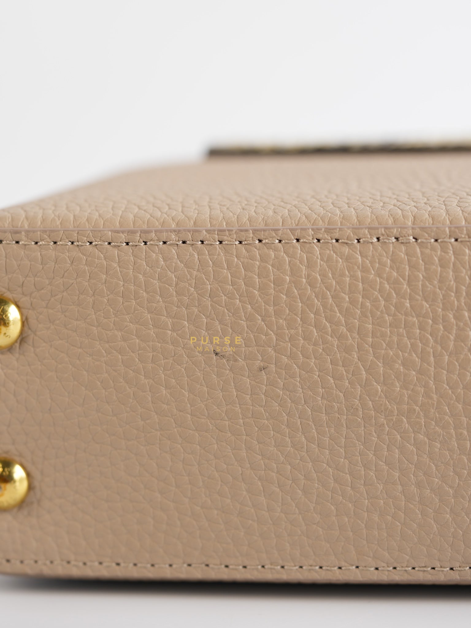 Capucines Mini Beige and Snakeskin Handle Bag (Microchip) | Purse Maison Luxury Bags Shop