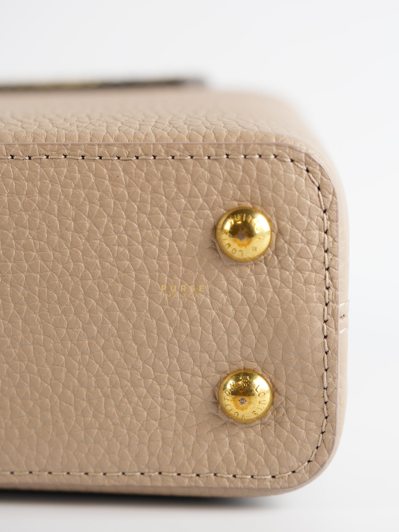 Capucines Mini Beige and Snakeskin Handle Bag (Microchip) | Purse Maison Luxury Bags Shop