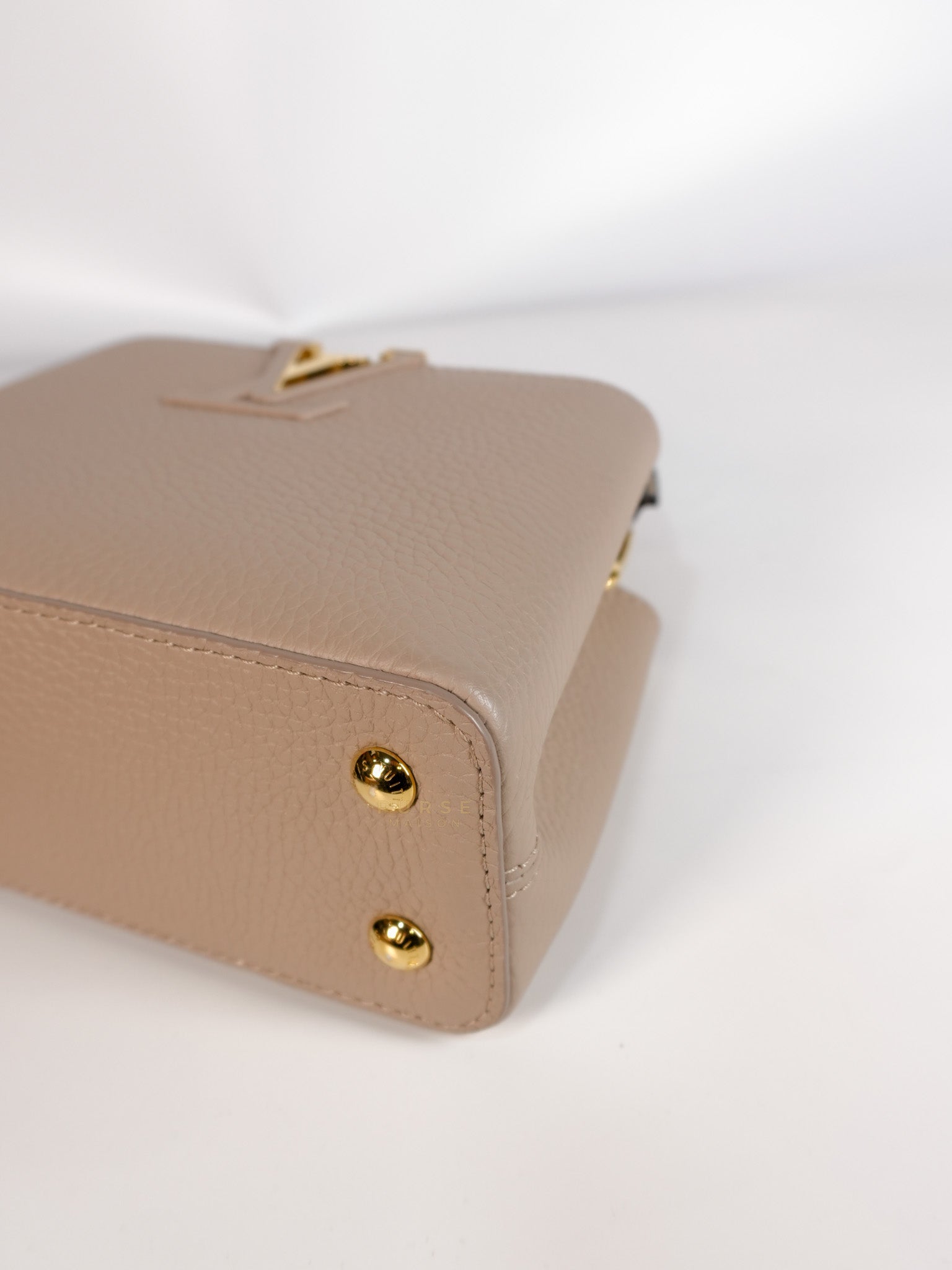 Capucines Mini Beige and Snakeskin Handle Bag (Microchip) | Purse Maison Luxury Bags Shop