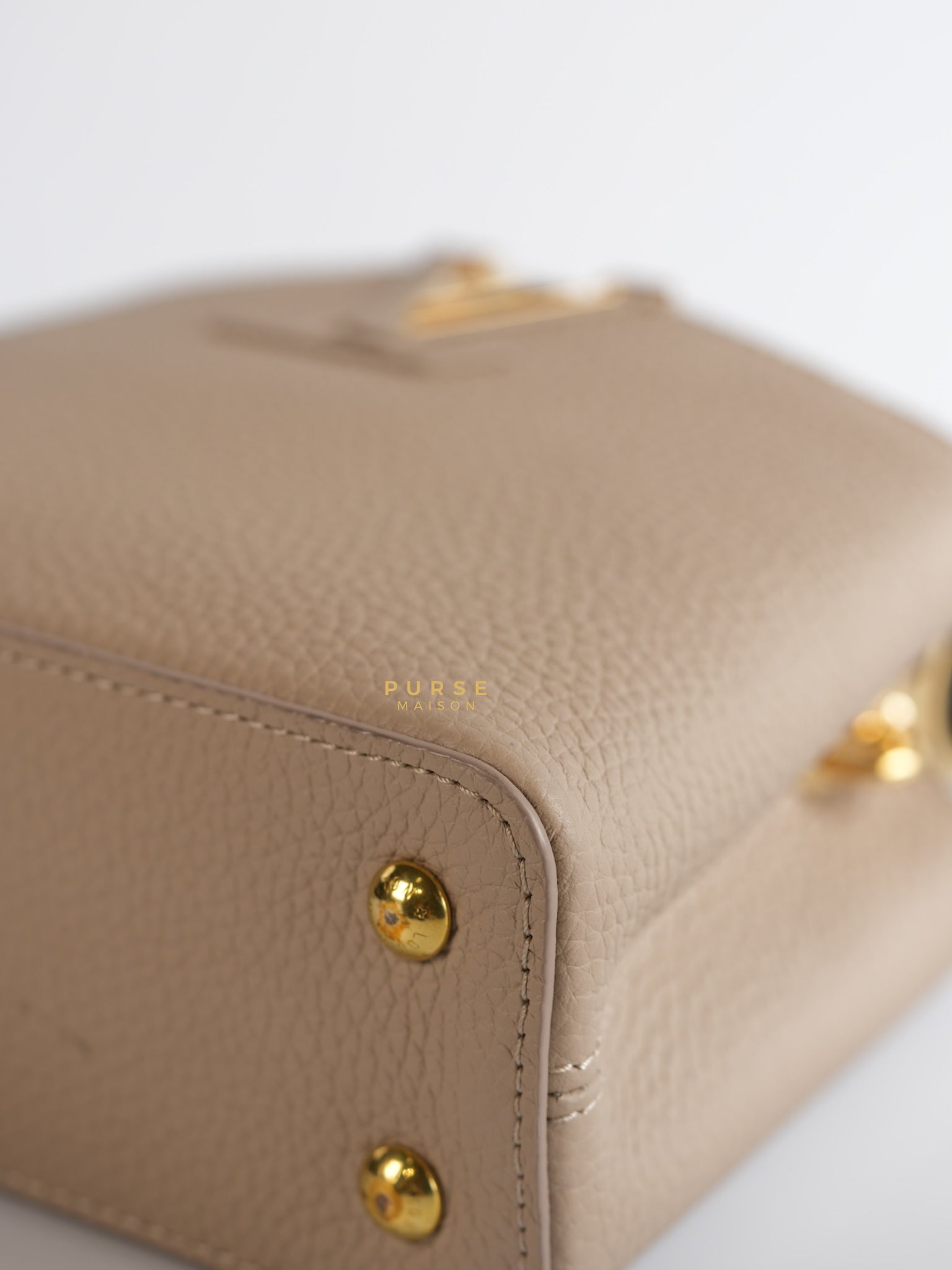 Capucines Mini Beige and Snakeskin Handle Bag (Microchip) | Purse Maison Luxury Bags Shop