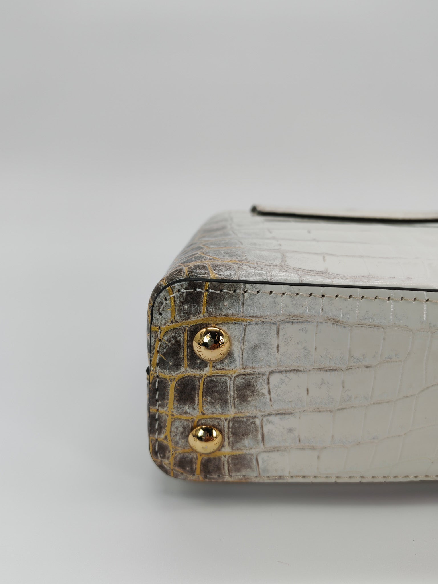 Capucines Mini Himalayan Crocodile Leather and Gold Hardware (Microchip) | Purse Maison Luxury Bags Shop