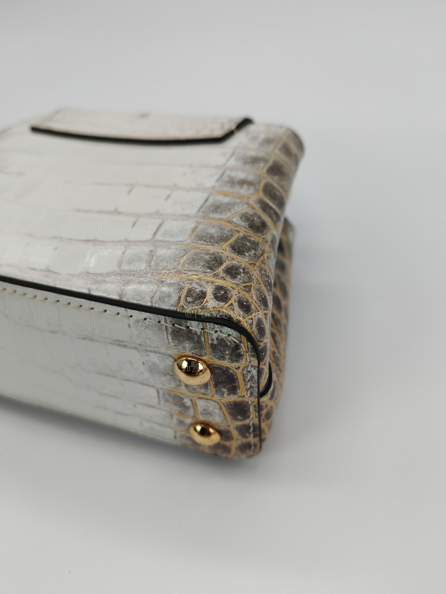 Capucines Mini Himalayan Crocodile Leather and Gold Hardware (Microchip) | Purse Maison Luxury Bags Shop