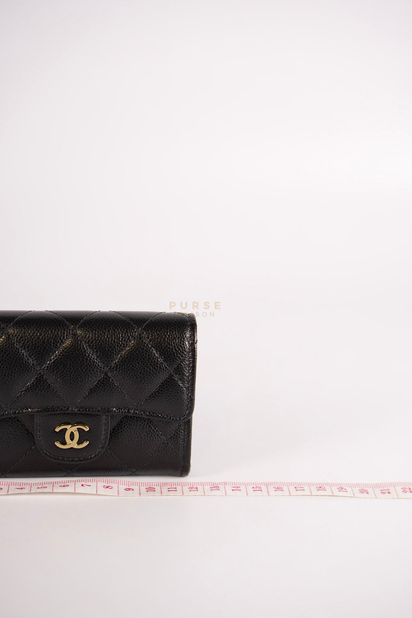 Card Holder In Black Caviar Leather & Light Gold Hardware Microchip | Purse Maison Luxury Bags Shop