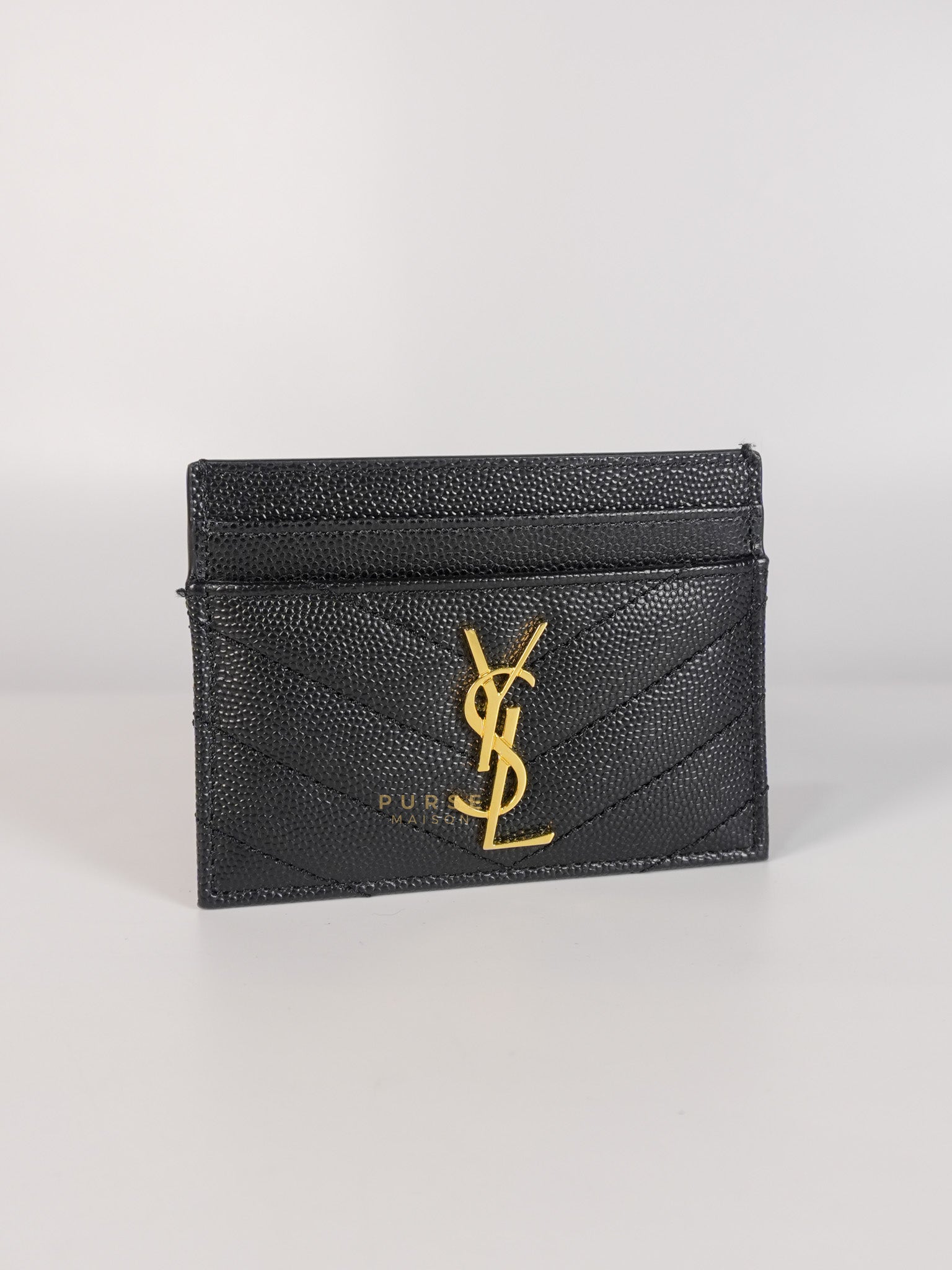 Card Holder in Black Matelasse Leather Monogram | Purse Maison Luxury Bags Shop