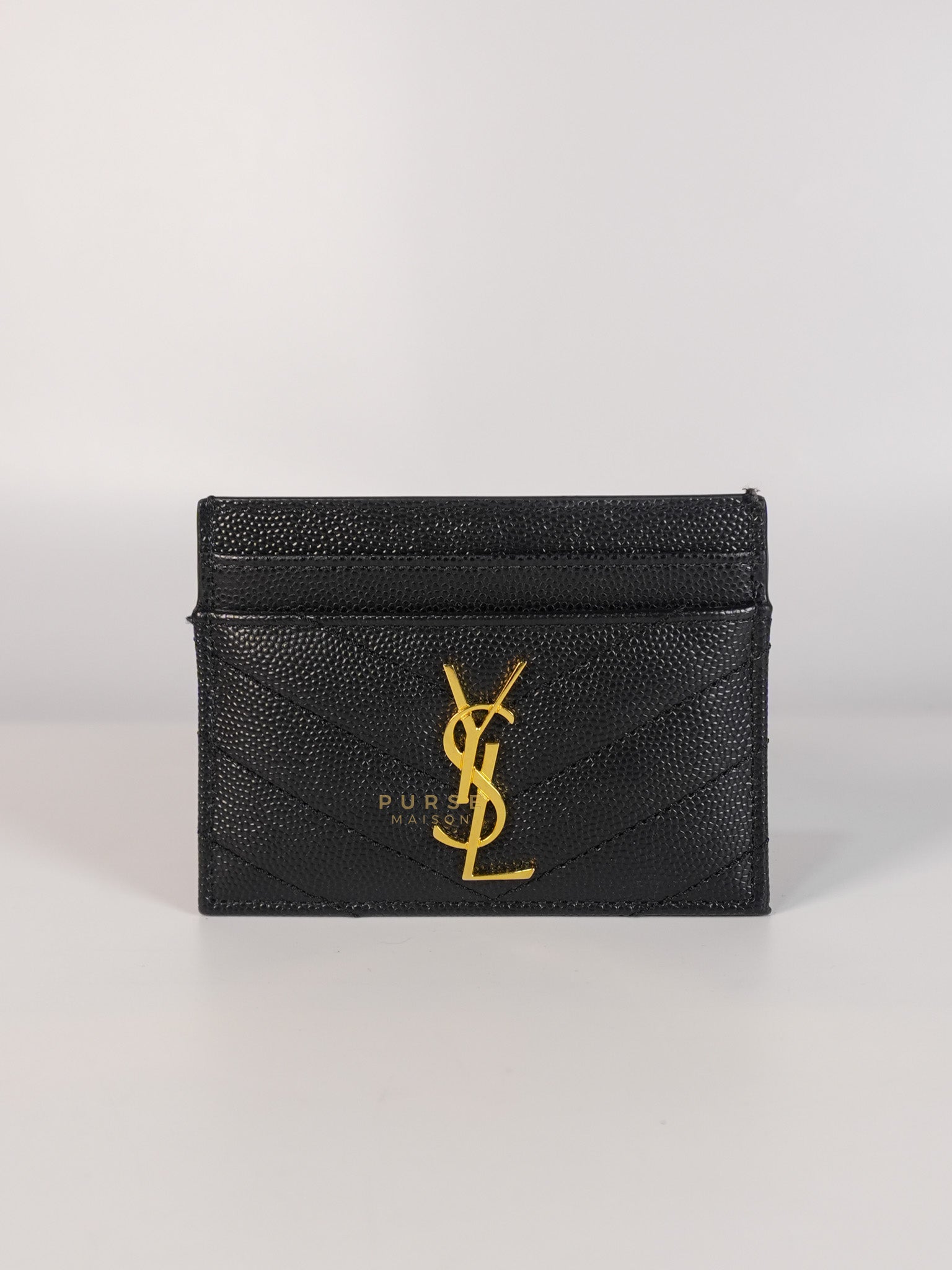 Card Holder in Black Matelasse Leather Monogram | Purse Maison Luxury Bags Shop