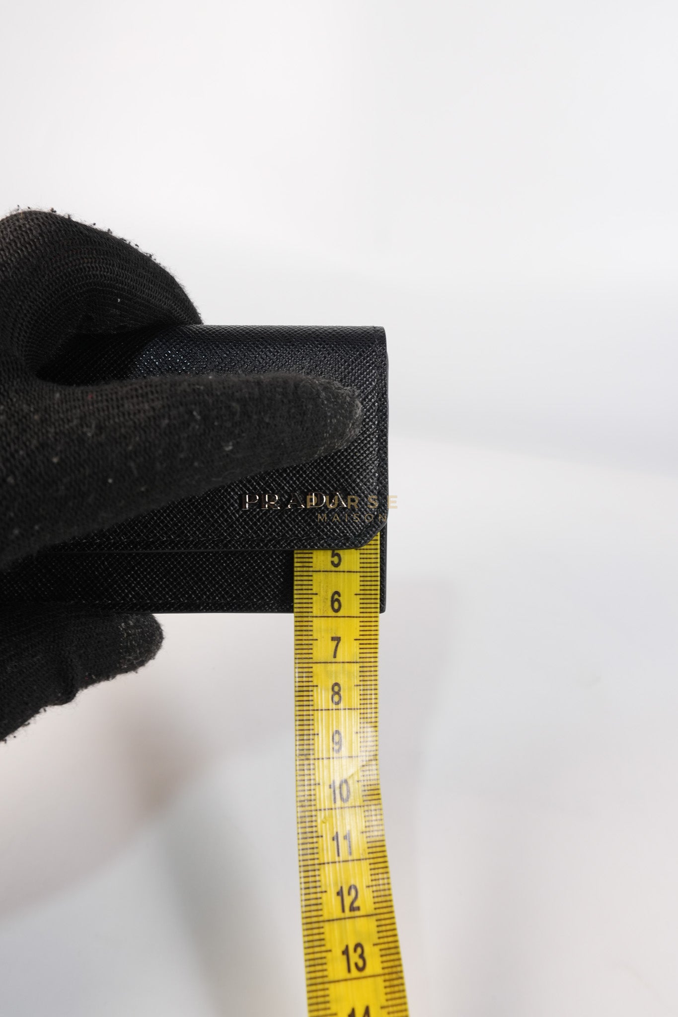 Card Holder in Black Saffiano Leather Silver Hardware | Purse Maison Luxury Bags Shop