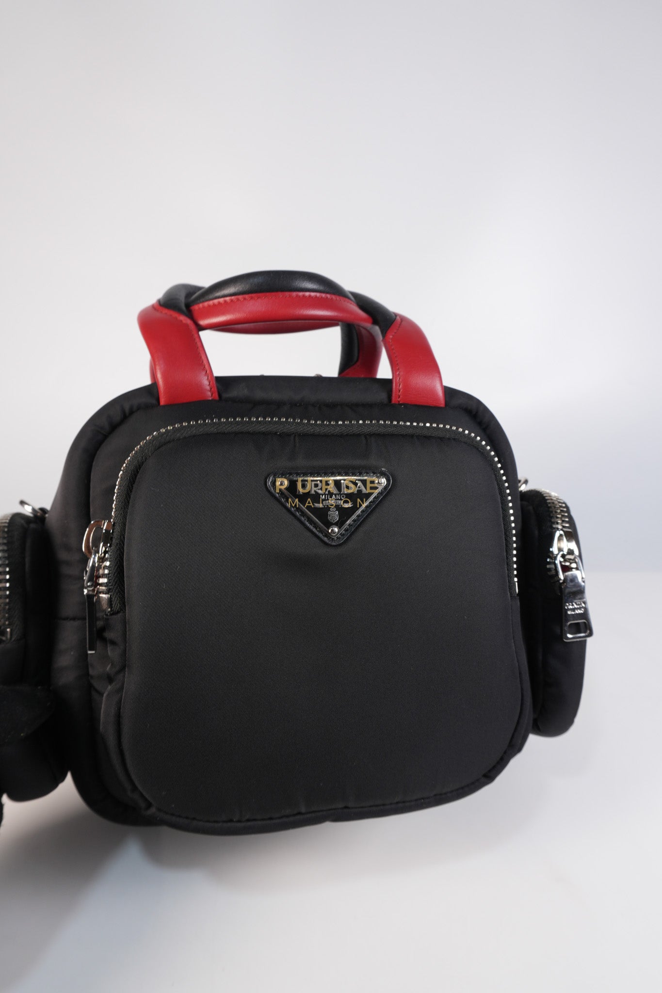 Cargo Top Handle Bag in Black Tessuto Nylon Crossbody Bag | Purse Maison Luxury Bags Shop