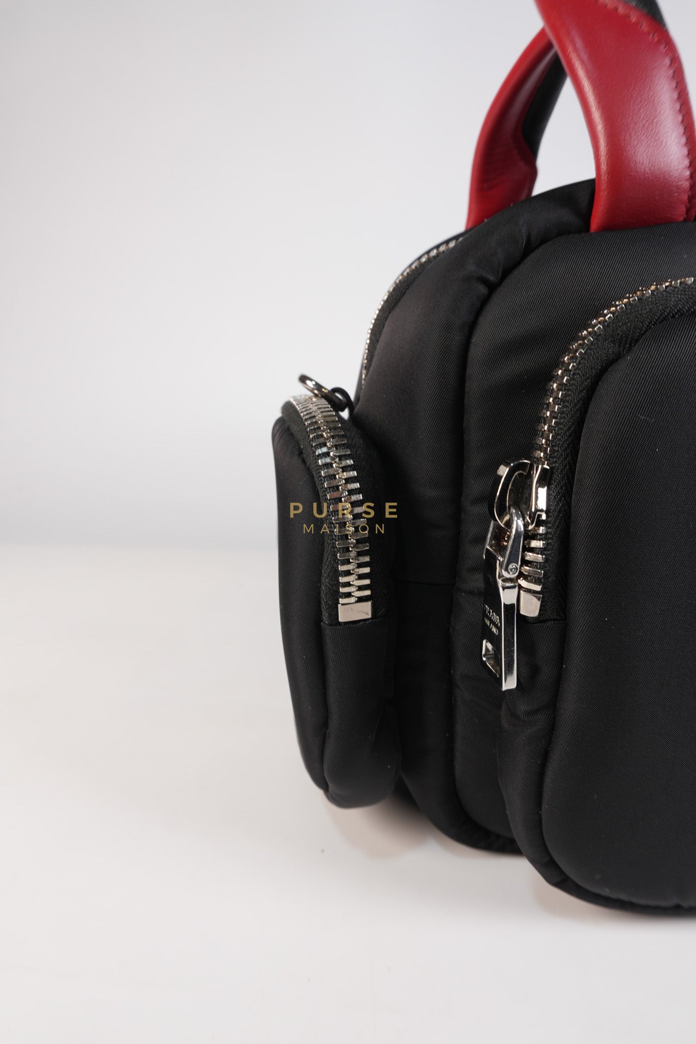 Cargo Top Handle Bag in Black Tessuto Nylon Crossbody Bag | Purse Maison Luxury Bags Shop