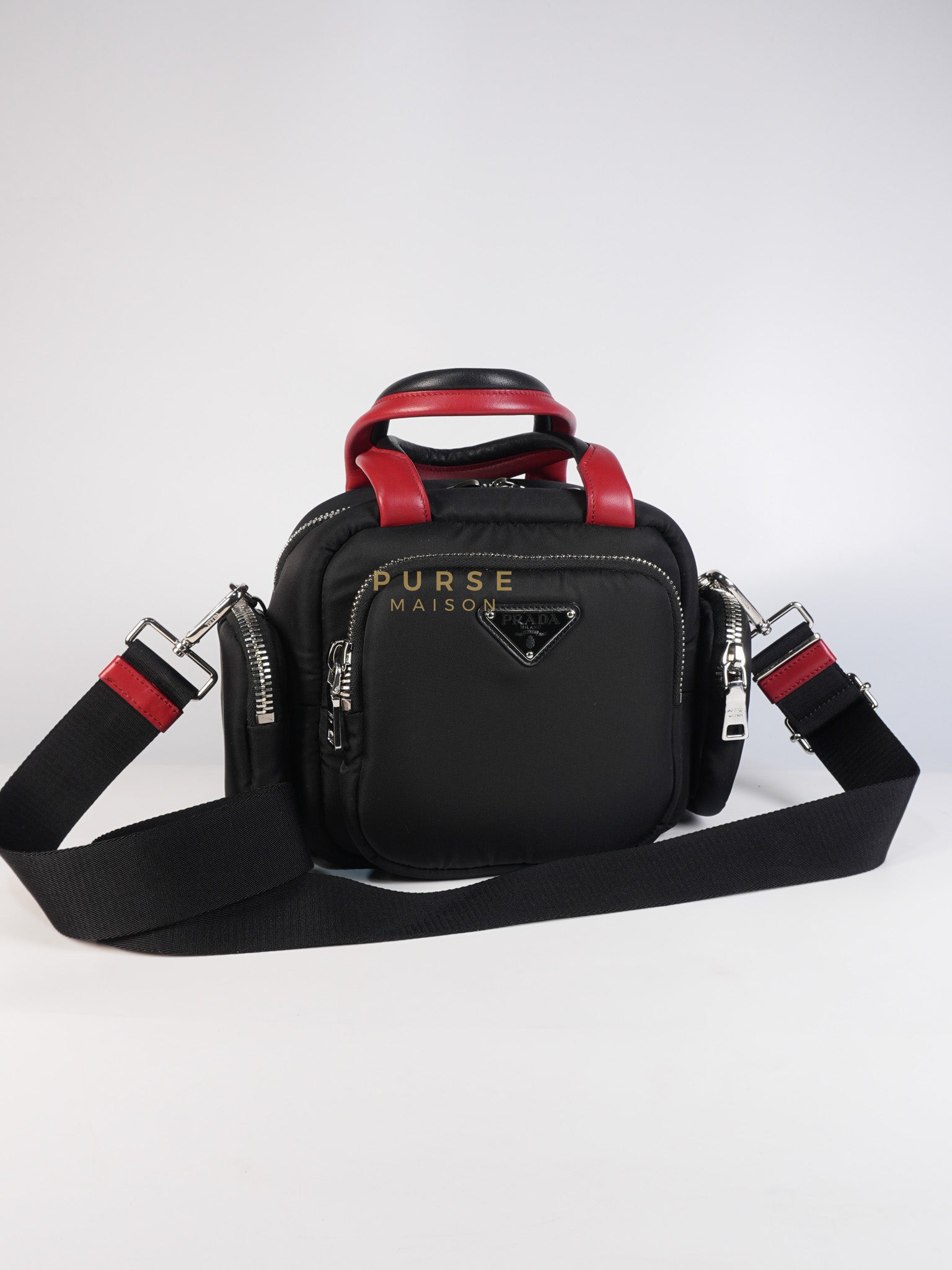 Cargo Top Handle Bag in Black Tessuto Nylon Crossbody Bag | Purse Maison Luxury Bags Shop