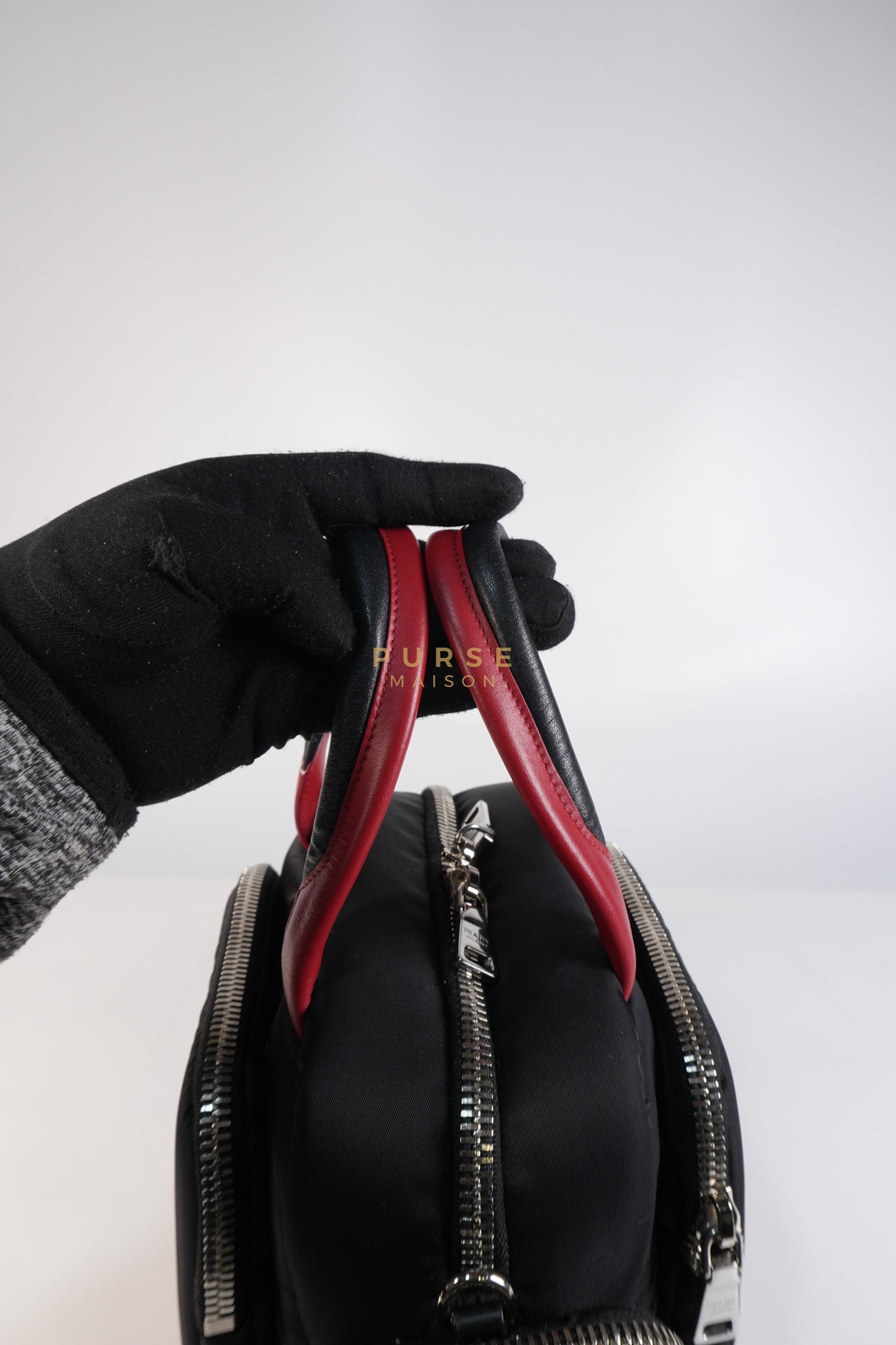 Cargo Top Handle Bag in Black Tessuto Nylon Crossbody Bag | Purse Maison Luxury Bags Shop